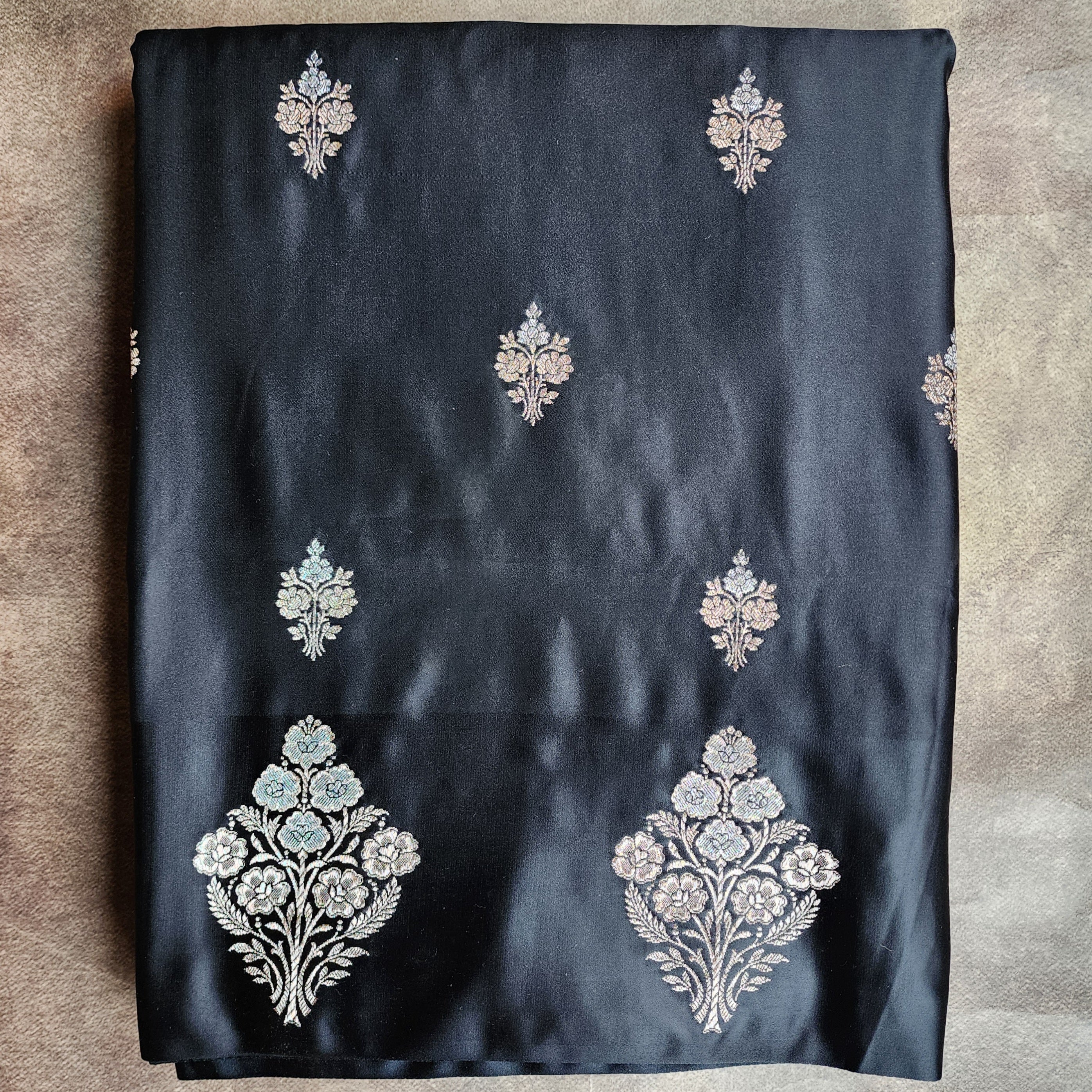 Dual-Tone Black Pure Banarasi Katan Silk Saree