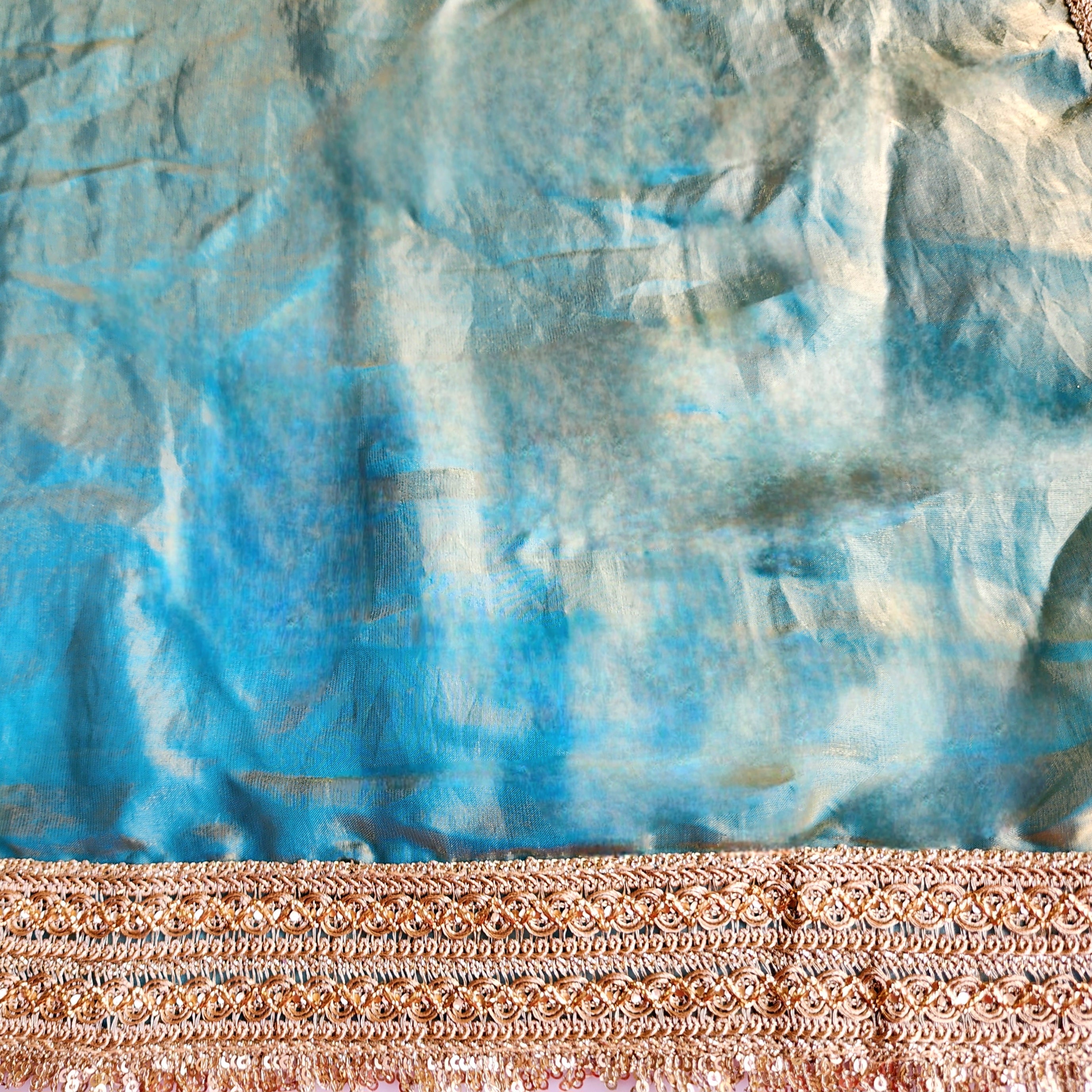 Teal Designer Chiffon Silk Saree