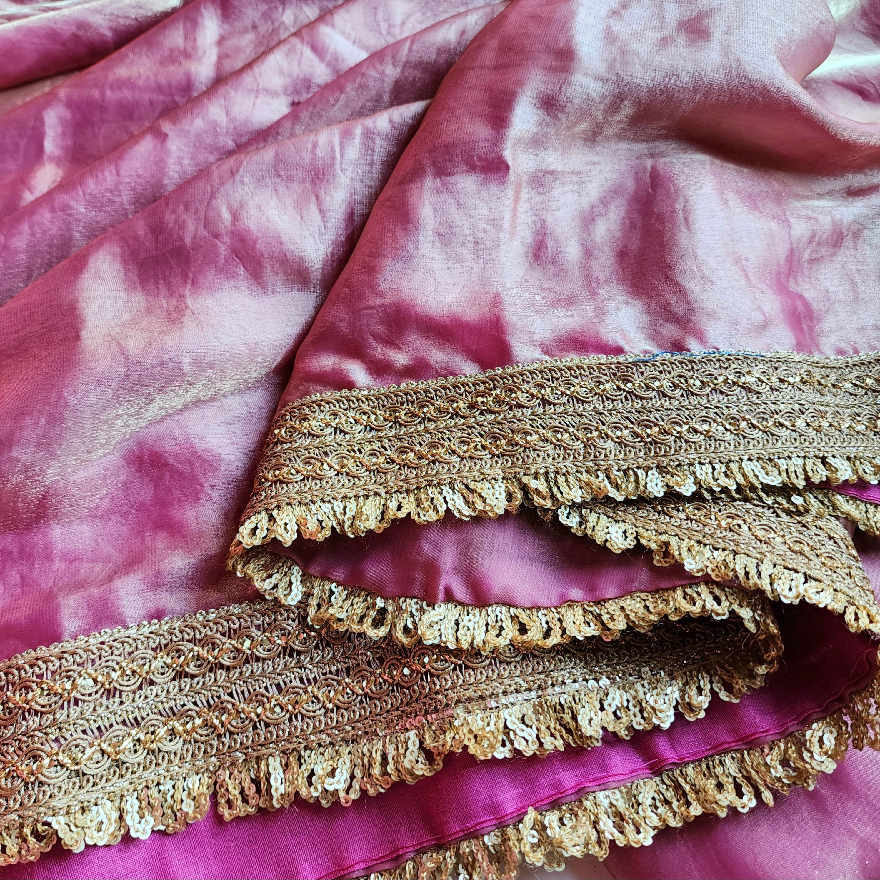 Pastel Pink Designer Chiffon Silk Saree with Readymade Blouse