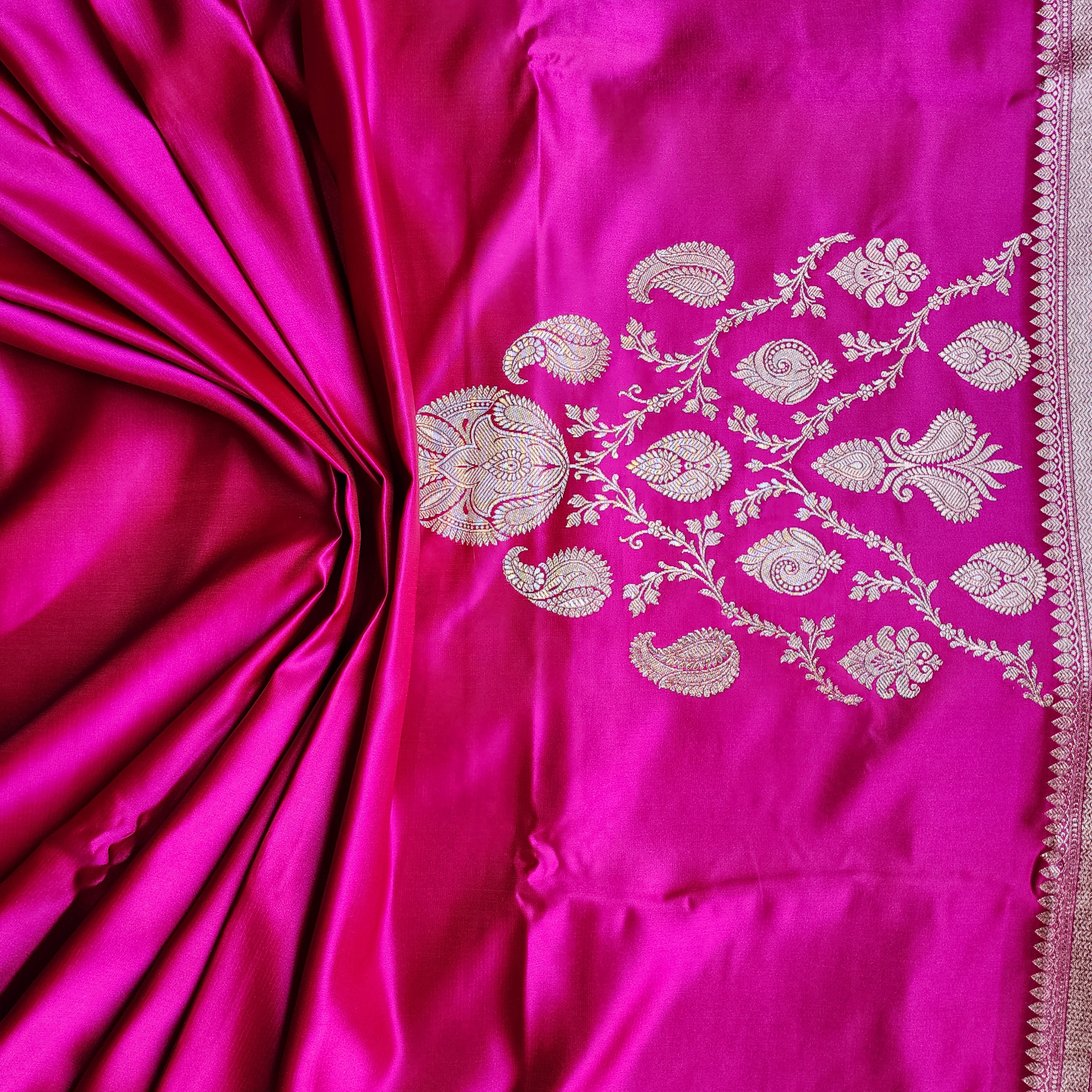 Dhoop Chhaon Magenta Banarasi Katan Silk Saree