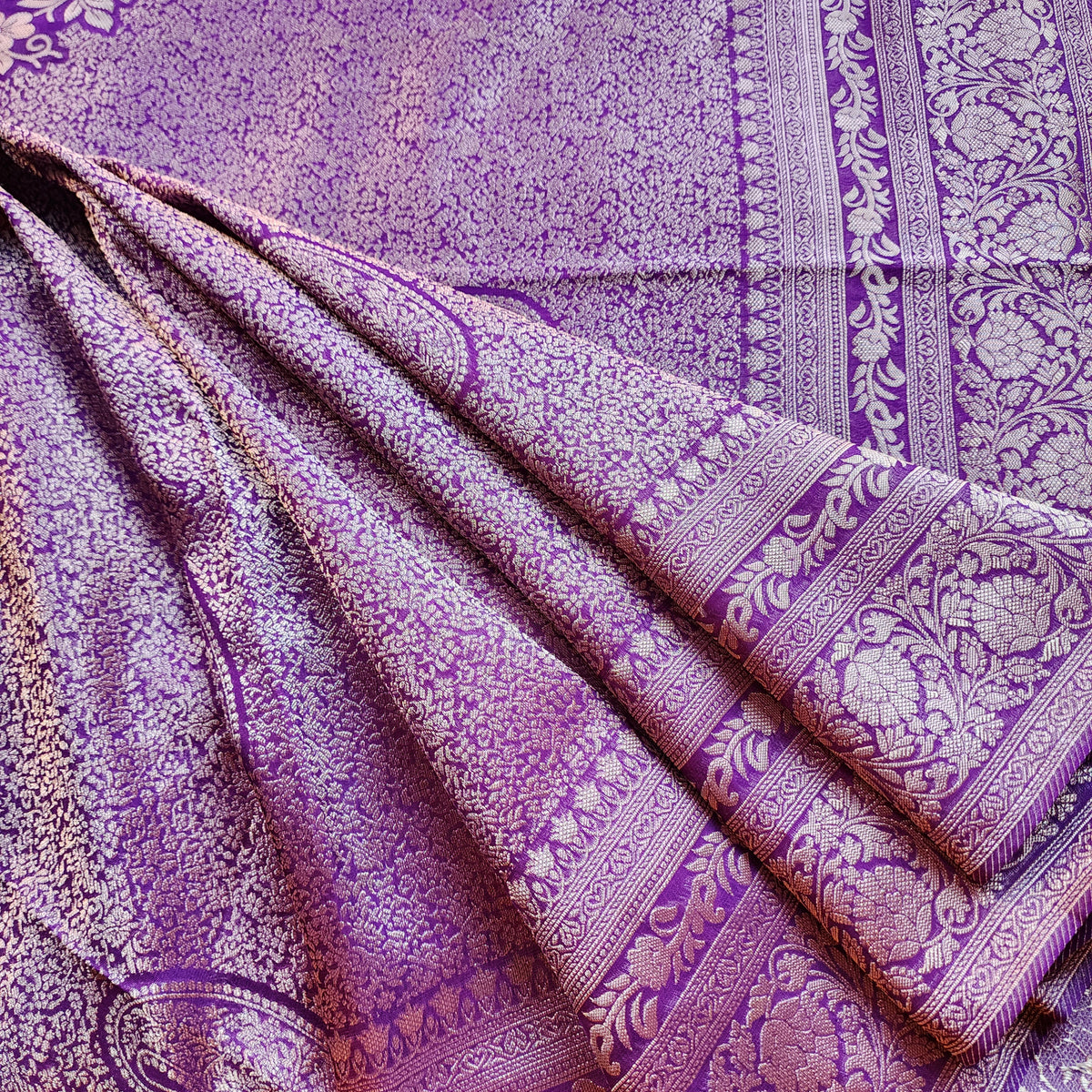 Dark Purple Katan Tanchoi Saree