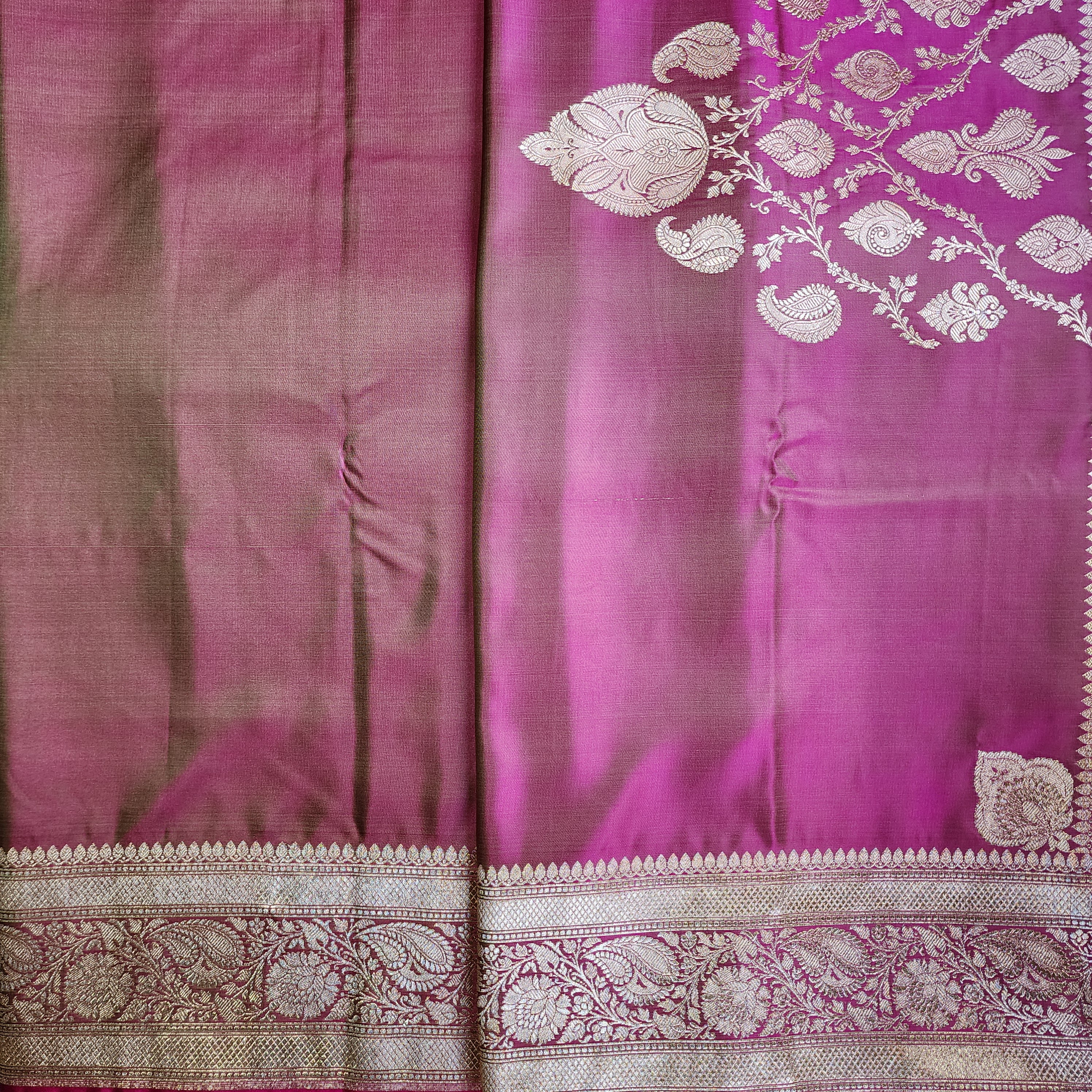 Dhoop Chhaon Mauve Banarasi Katan Silk Saree