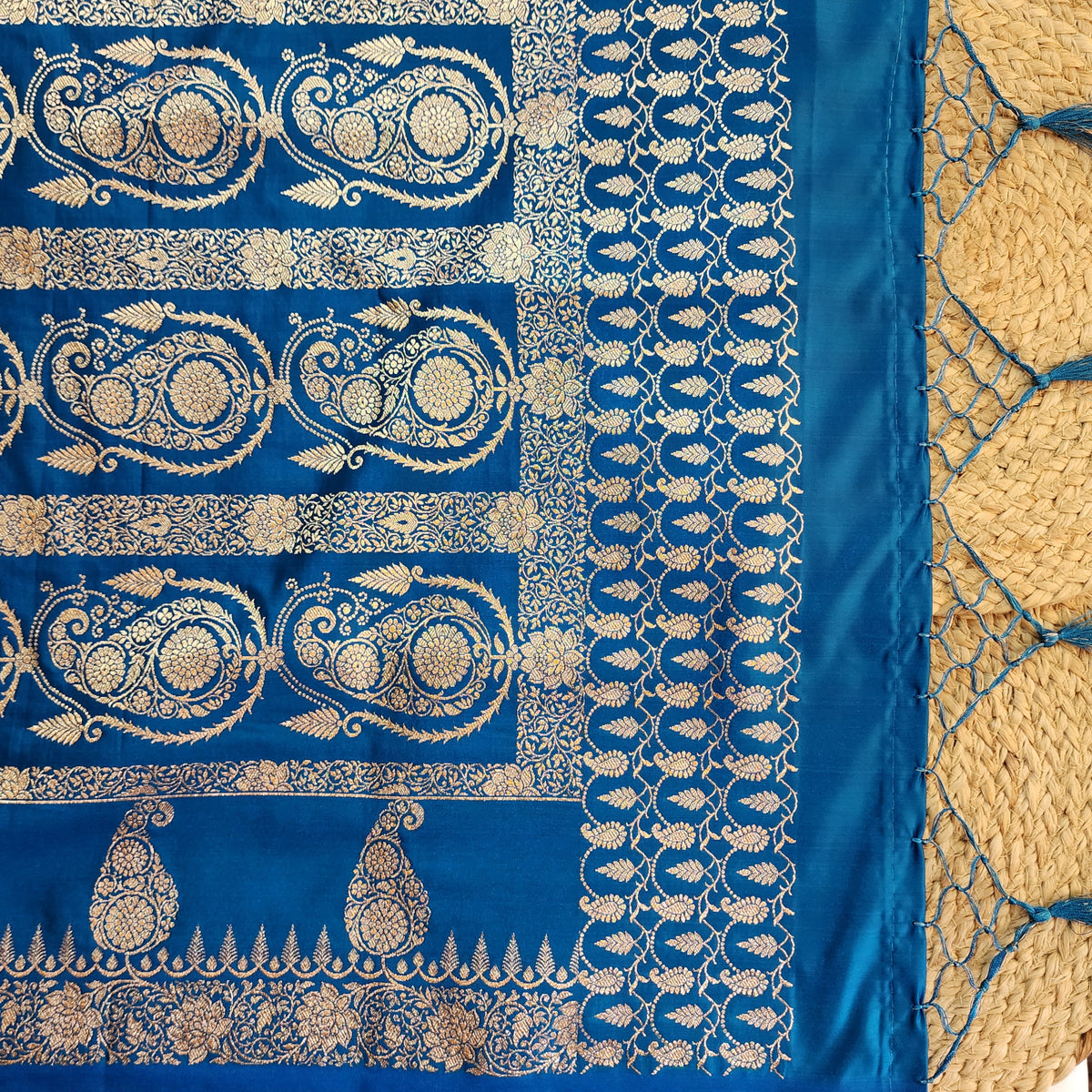 Royal Blue Paisley Katan Silk Saree with Gold Zari