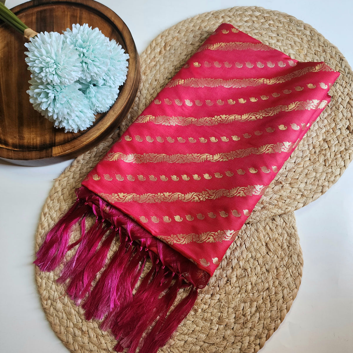 Rani Pink - Banarasi Leheriya Style Dupatta