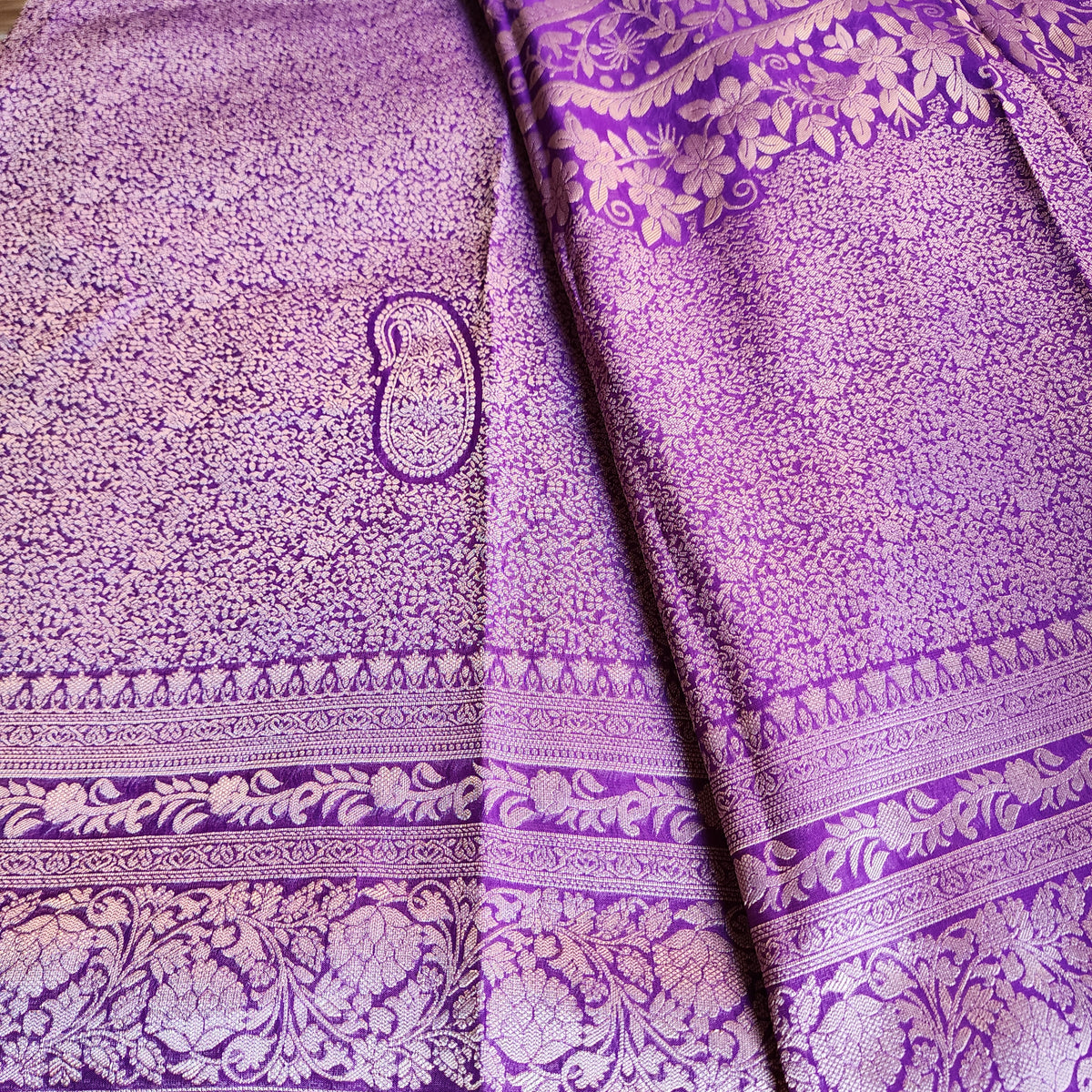 Dark Purple Katan Tanchoi Saree