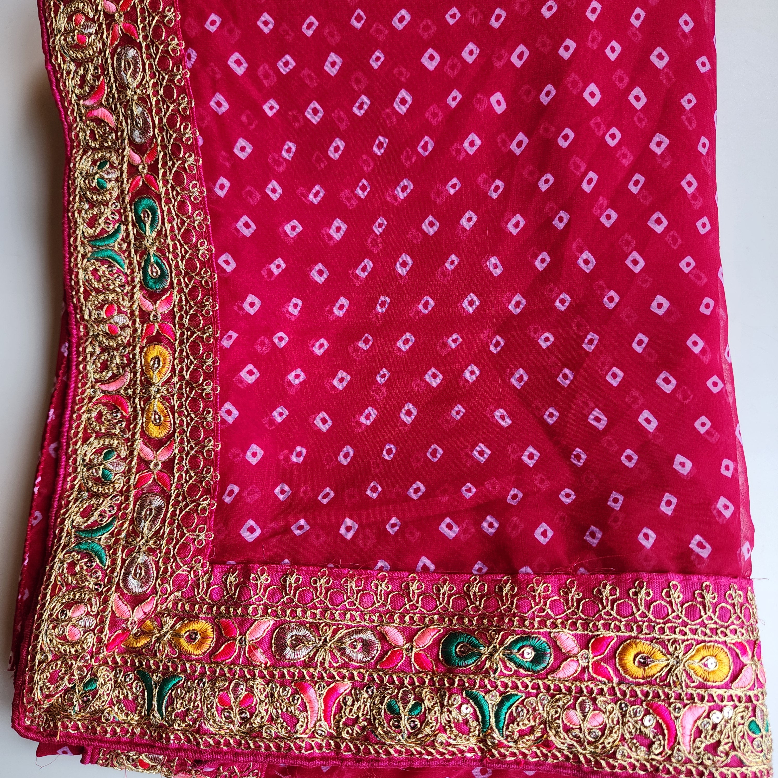 Embroidered Bandhani Designer Saree in Pink