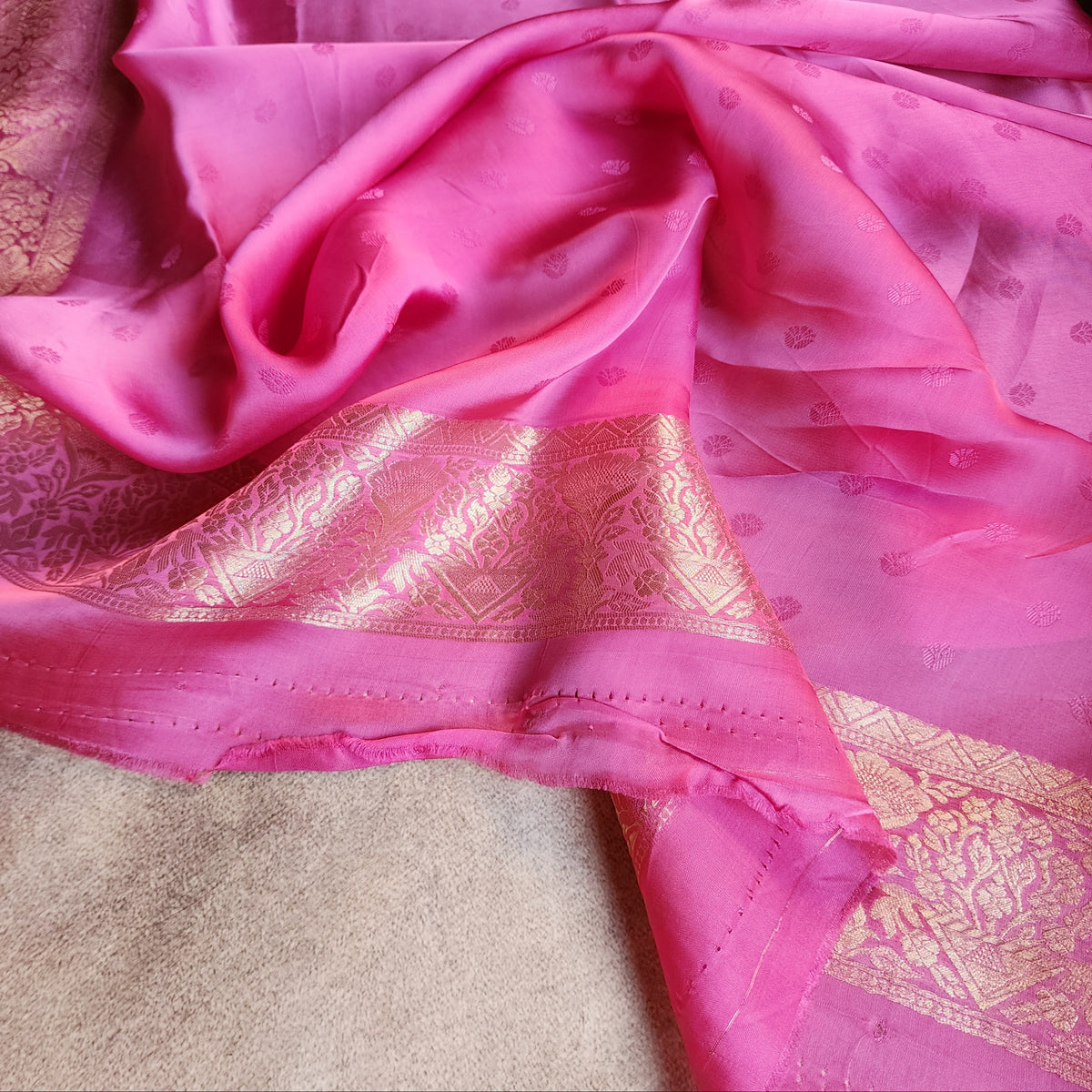 Lilac Pink Mashru Katan Silk Saree