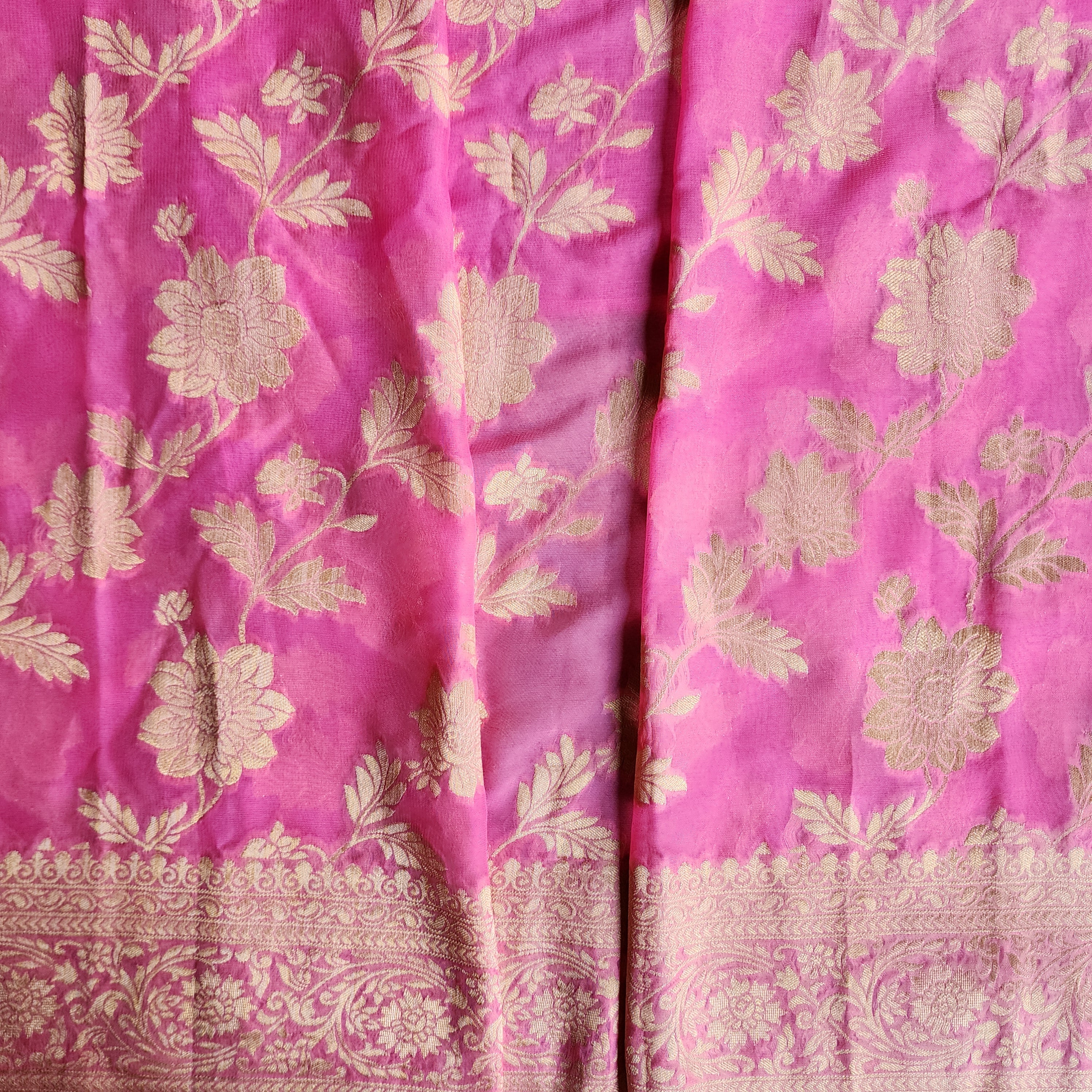 Khaddi Georgette Pure Banarasi Saree in Magenta