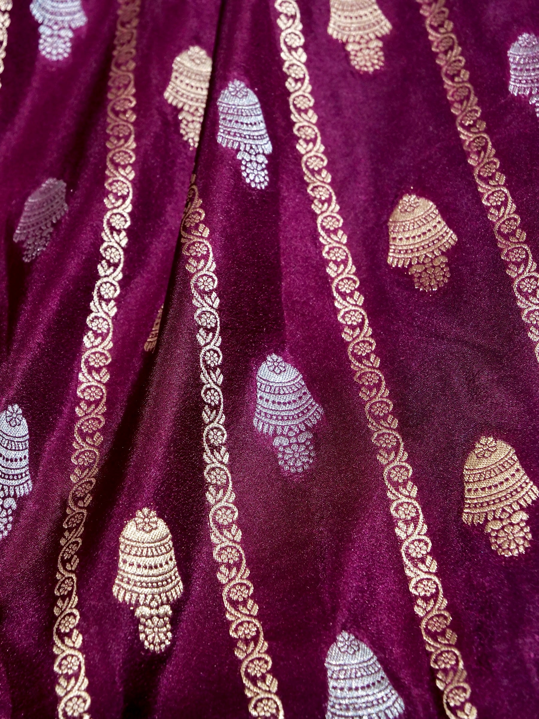 Wine Purple Crepe Georgette Silk Saree with Aqua Blue Border