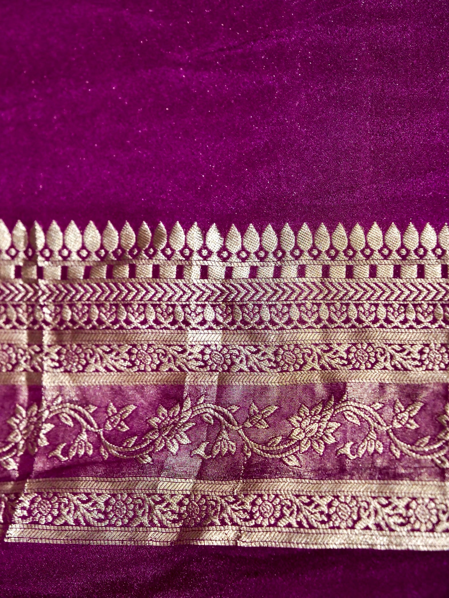 Robin Egg Blue Crepe Georgette Silk Saree with Magenta Purple Border