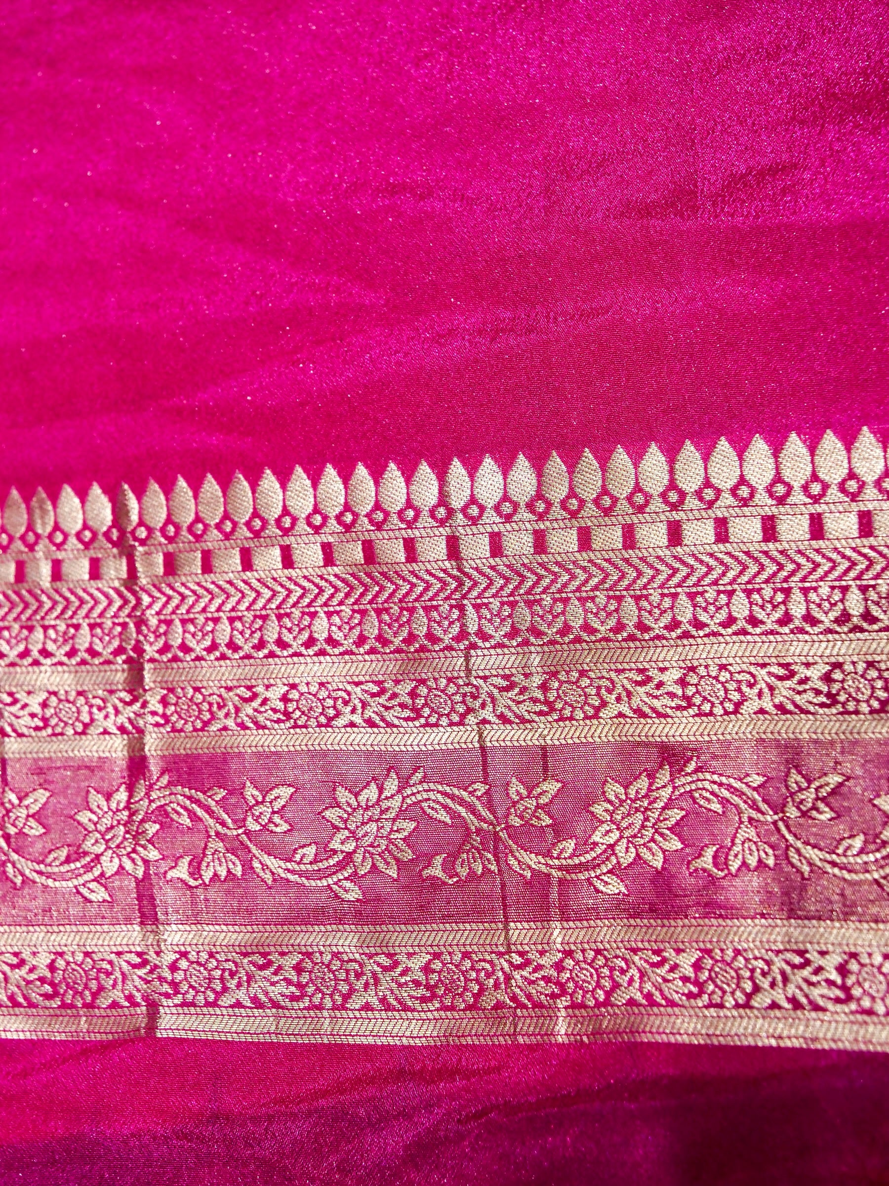 Deep Sapphire Blue Crepe Georgette Silk Saree with Hot Pink Border
