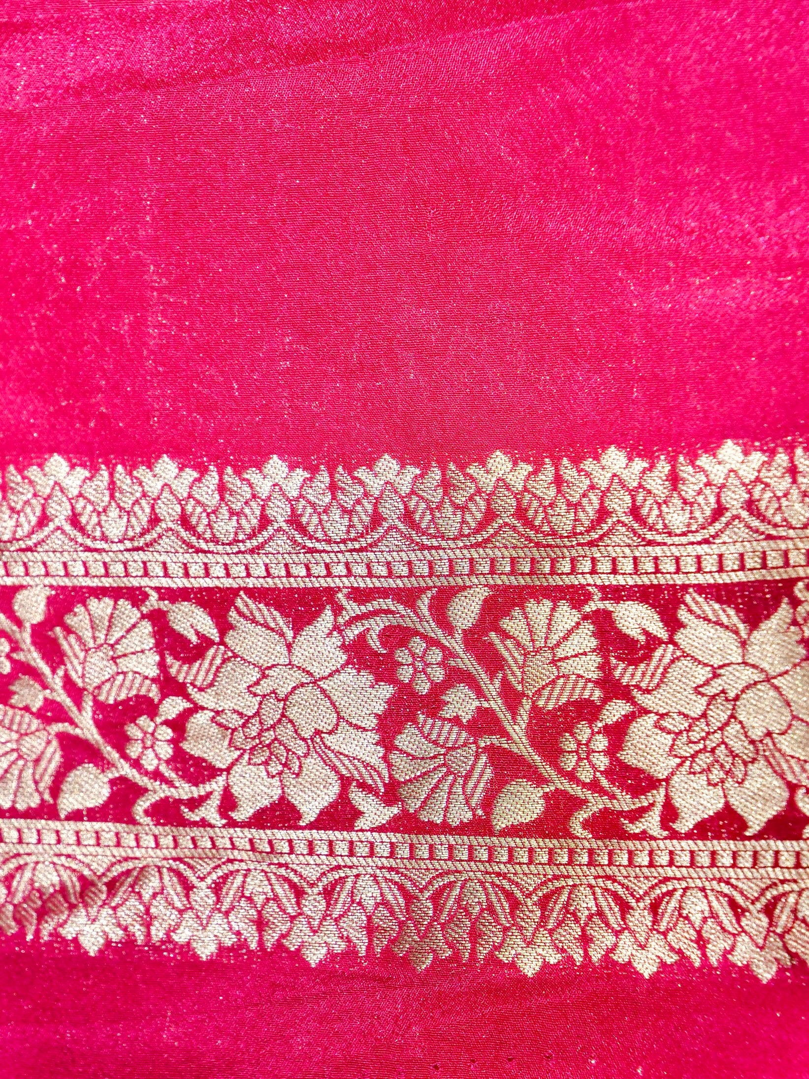 Violet Purple Crepe Georgette Silk Saree with Hot Pink Border