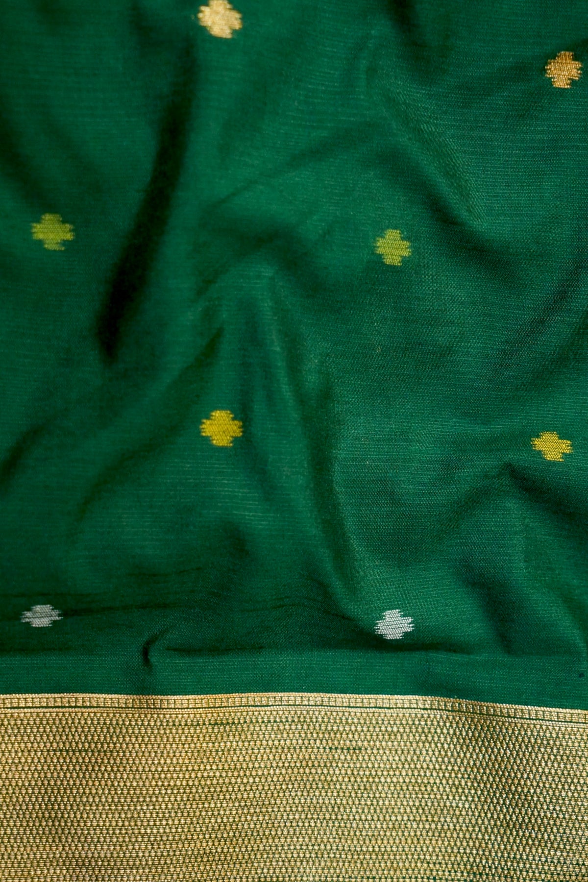 Plum Purple Dupion Patola Saree with Olive-Gold Border & Geometric Ikat Pattern