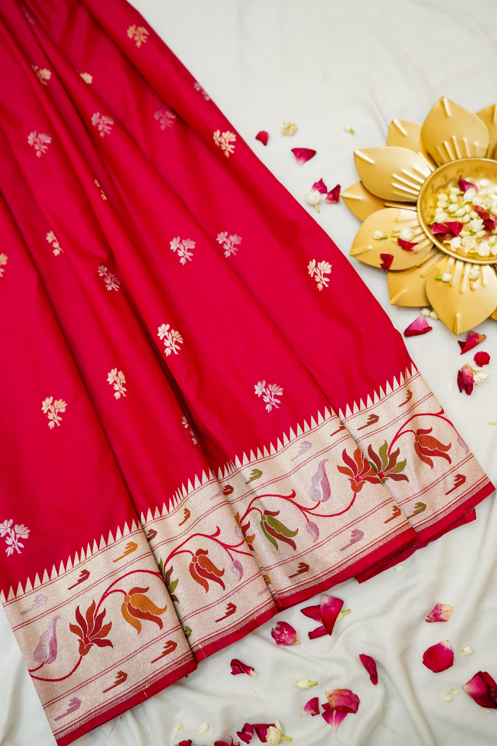 Keshavi - Rani Pink Paithani Silk Saree with Stitched Blouse