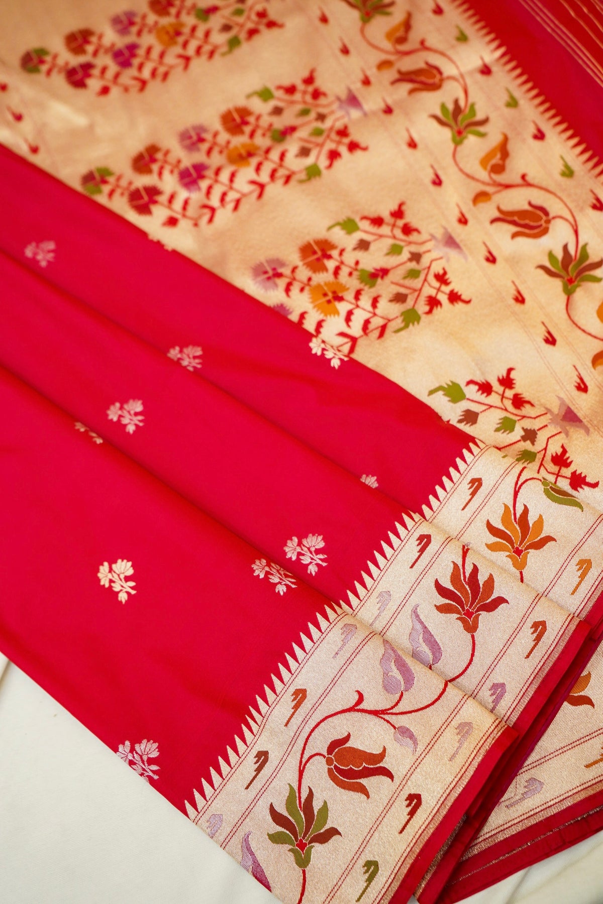 Keshavi - Rani Pink Paithani Silk Saree with Stitched Blouse