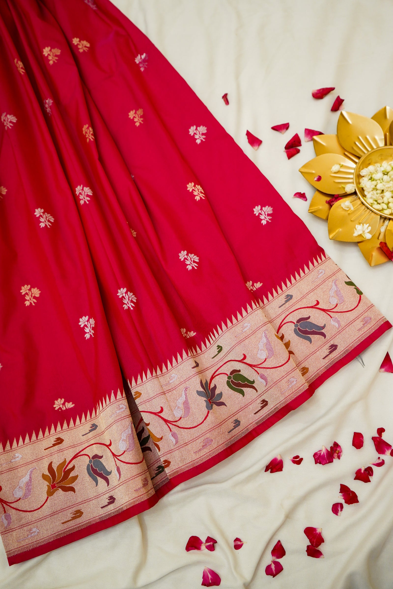 Keshavi - Hot Pink Paithani Silk Saree with Stitched Blouse