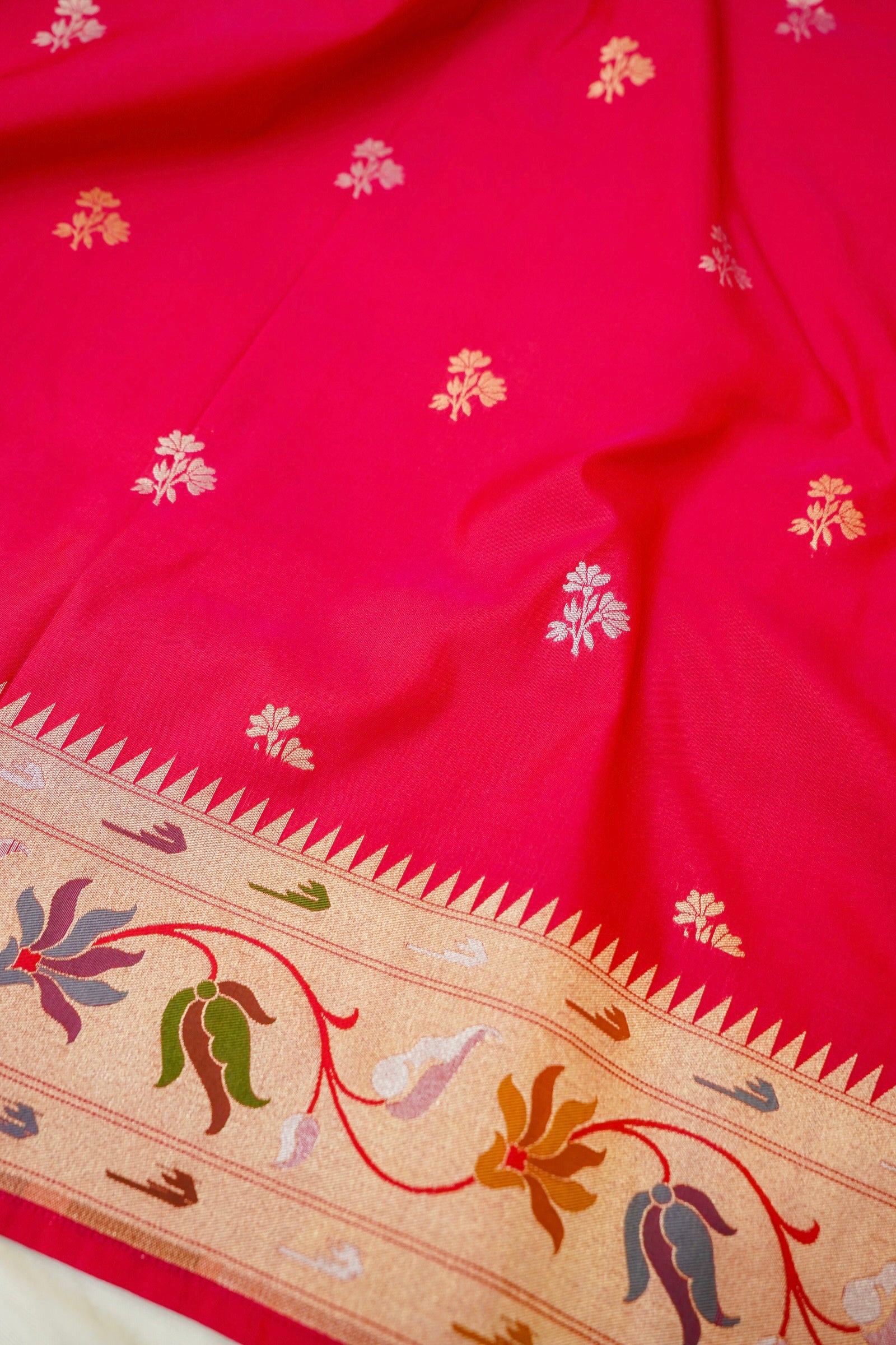 Keshavi - Hot Pink Paithani Silk Saree with Stitched Blouse