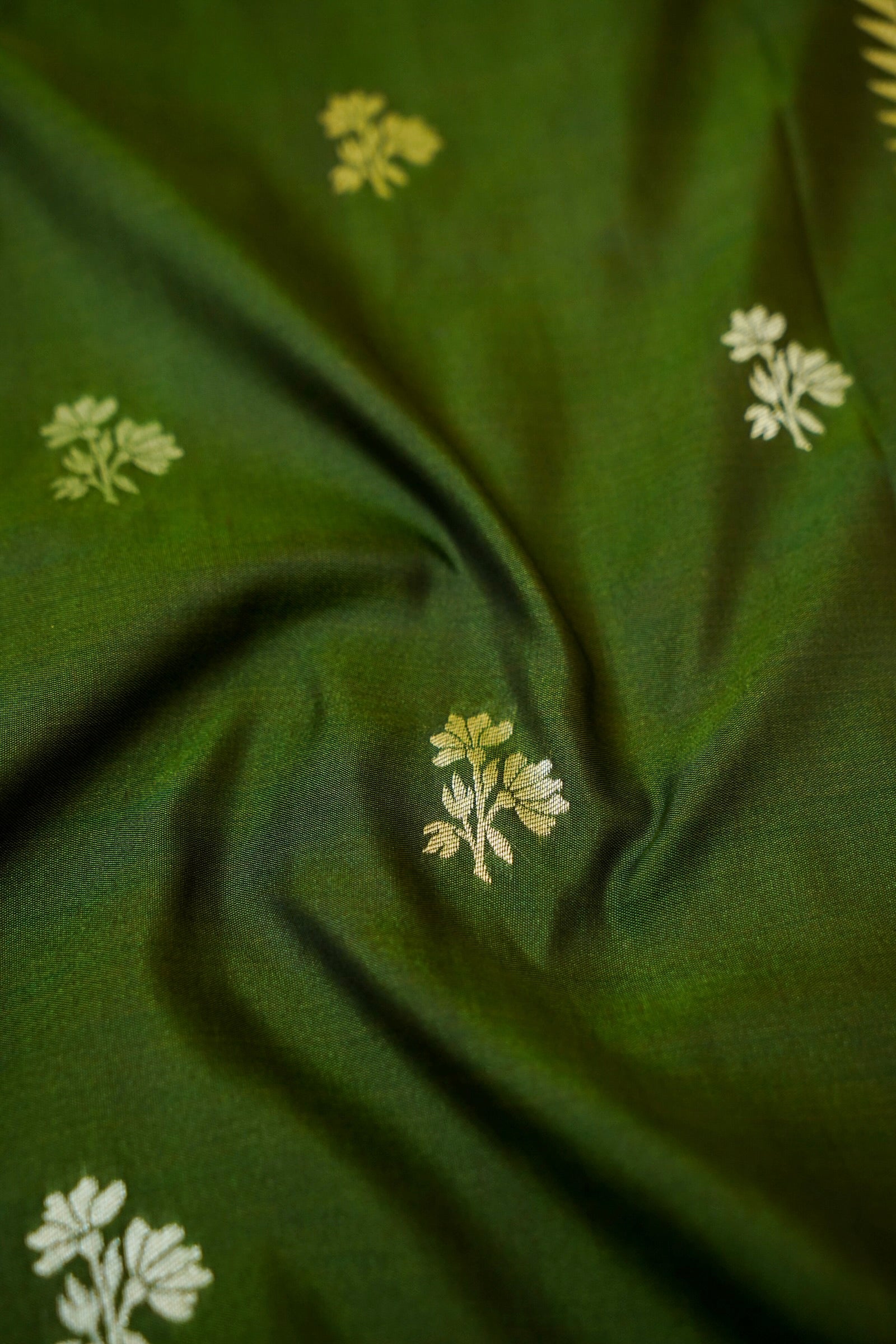 Keshavi - Bottle Green Paithani Silk Saree with Stitched Blouse