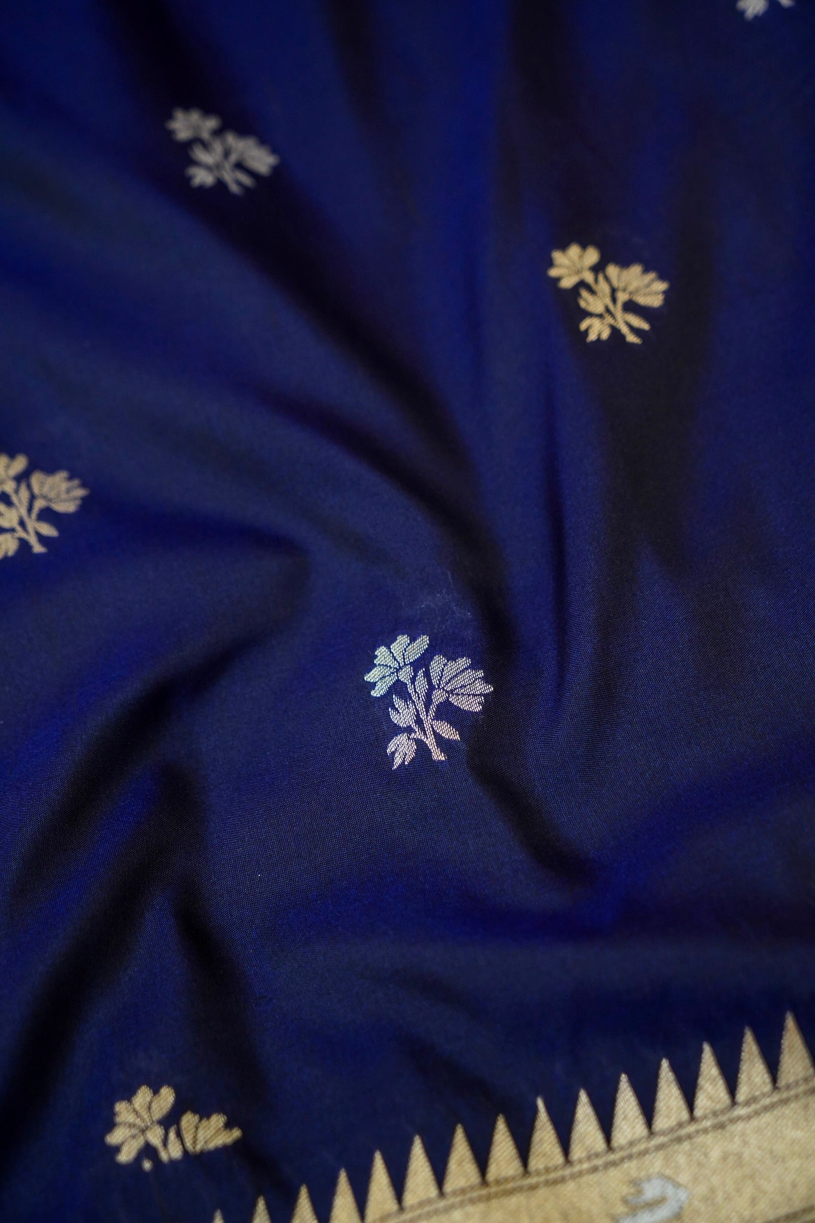Keshavi - Midnight Blue Paithani Silk Saree with Stitched Blouse