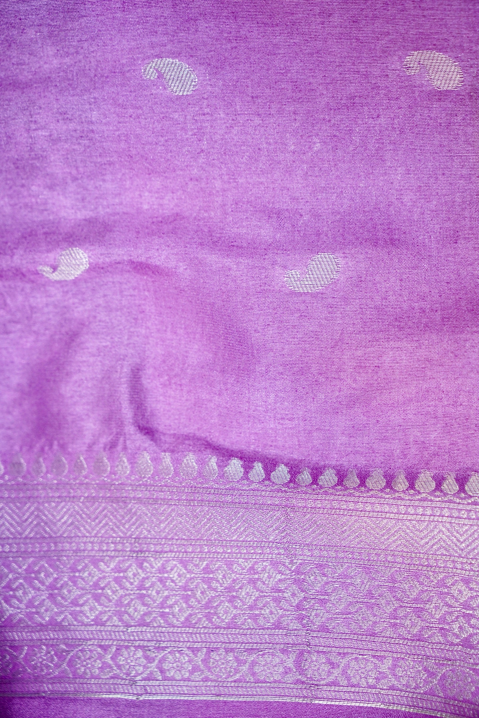 Lavender Purple Semi Georgette Silk Saree with Lilac Zari Border
