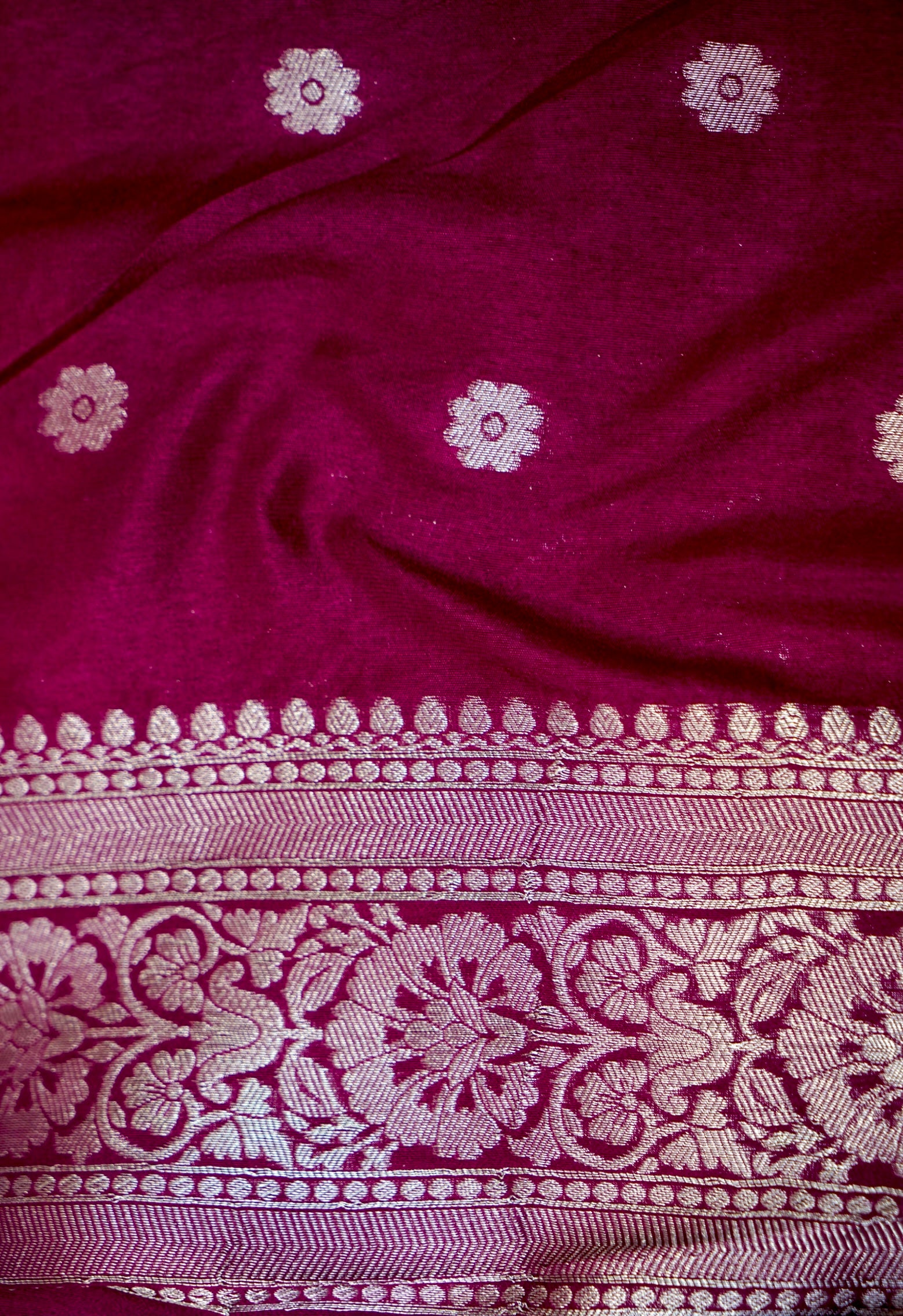 Baby Pink Semi Georgette Silk Saree with Burgundy Border