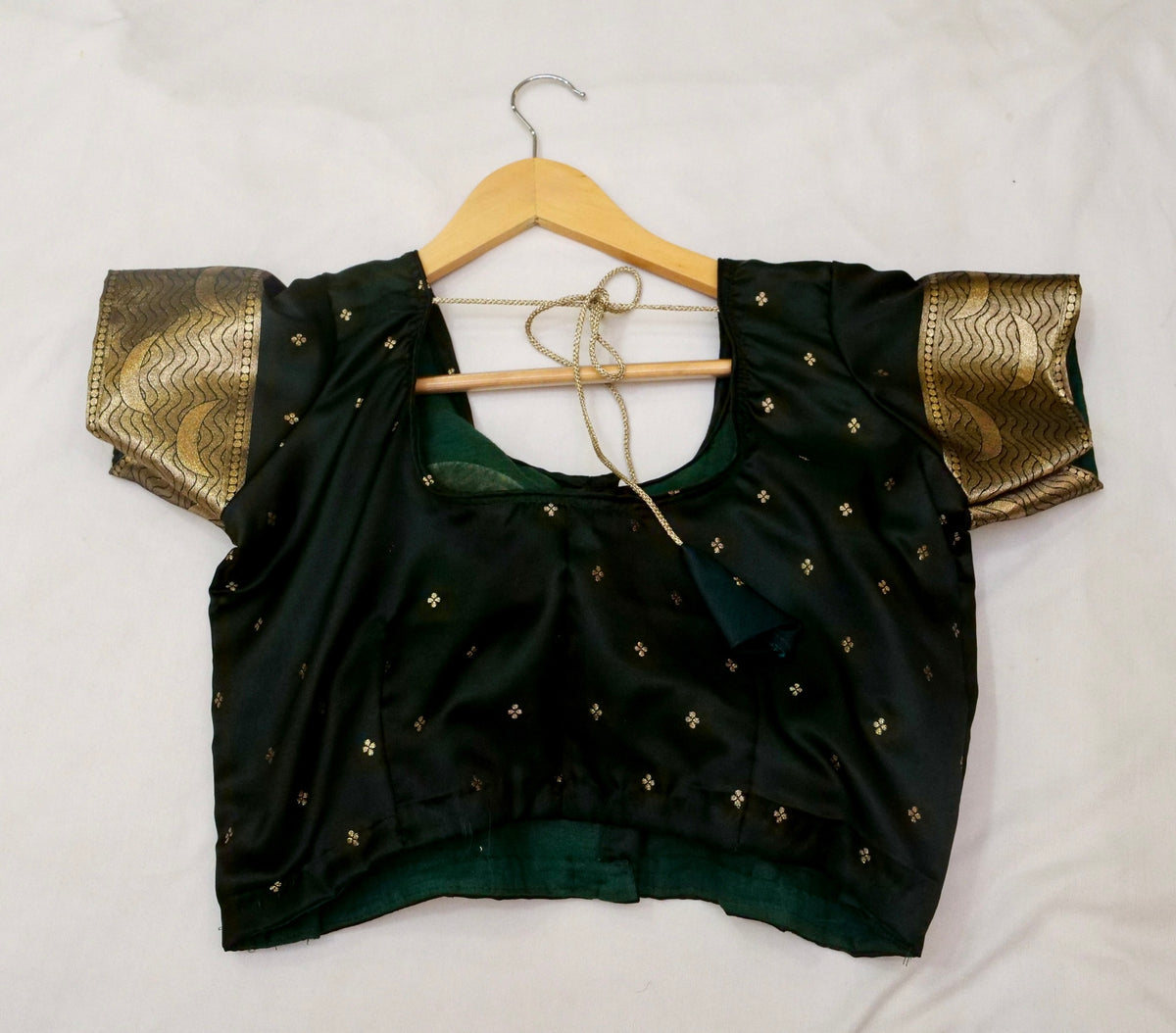 Nihar - Deep Green Ghat Border Banarasi Silk Saree with Stitched Blouse