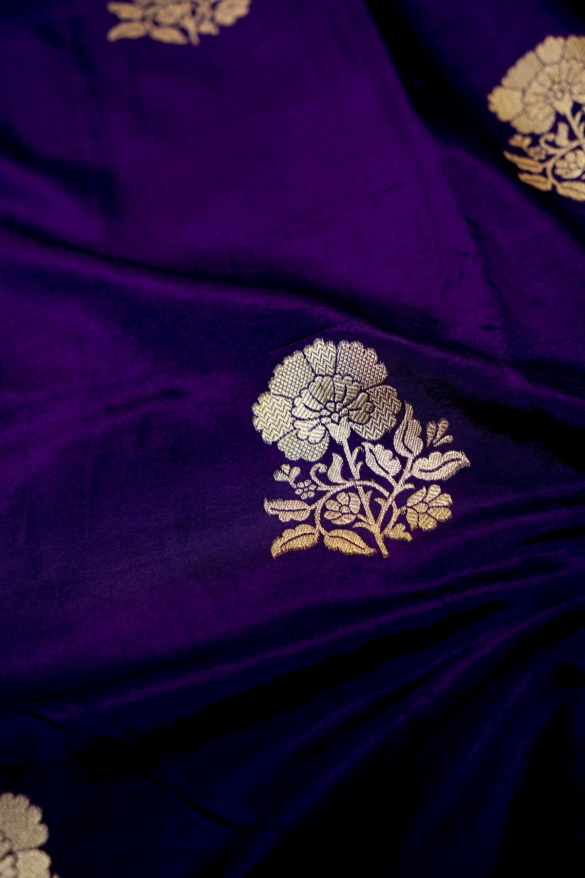 Royal Purple Semi Georgette Silk Saree with Silver Zari Border