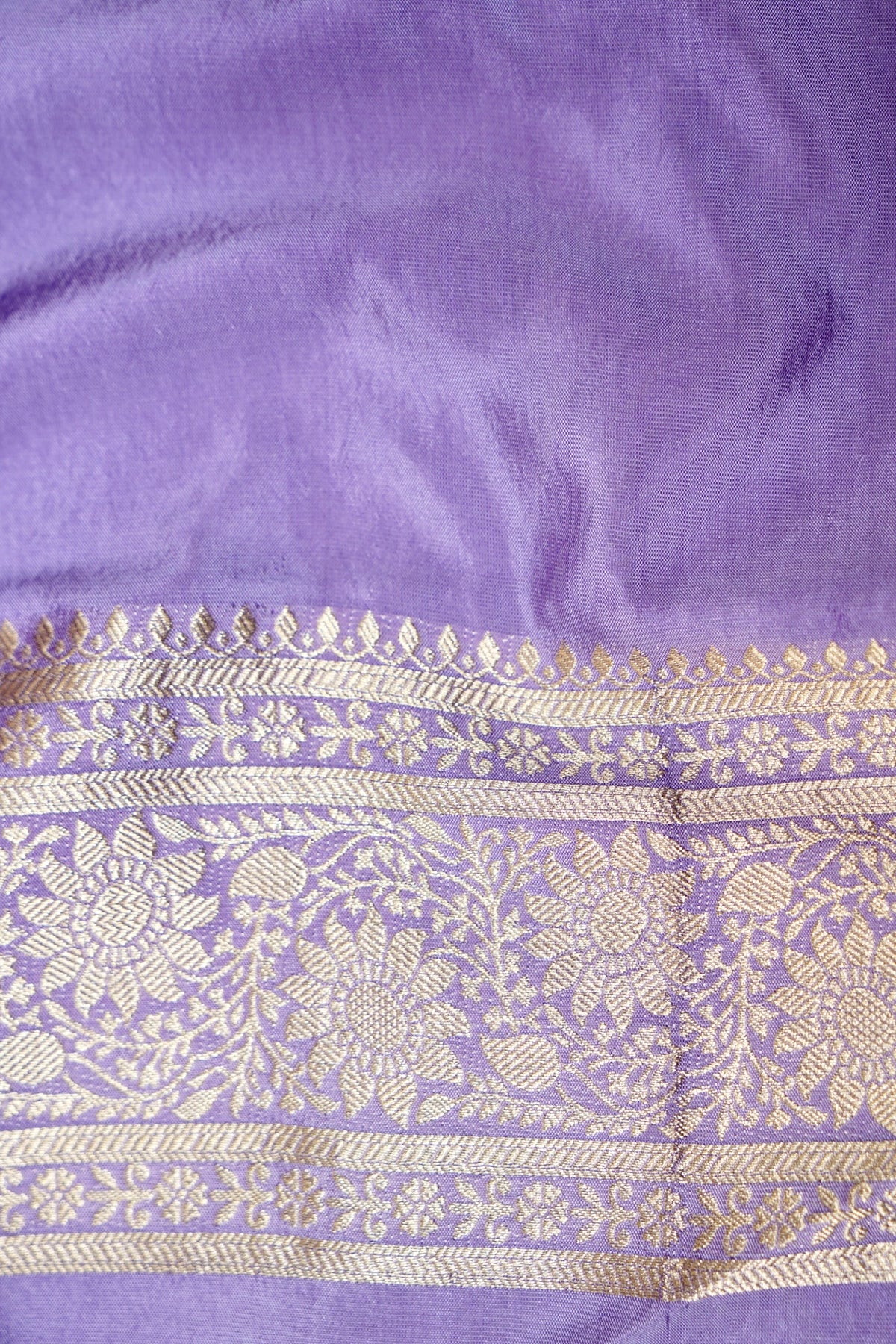 Royal Purple Semi Georgette Silk Saree with Silver Zari Border