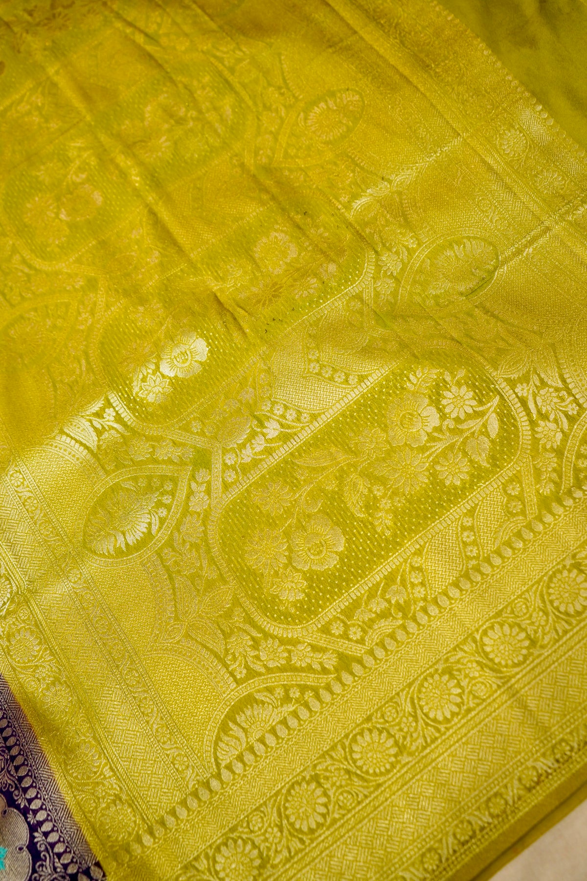 Purple Semi Tanchoi Saree with Rich Antique Zari Border
