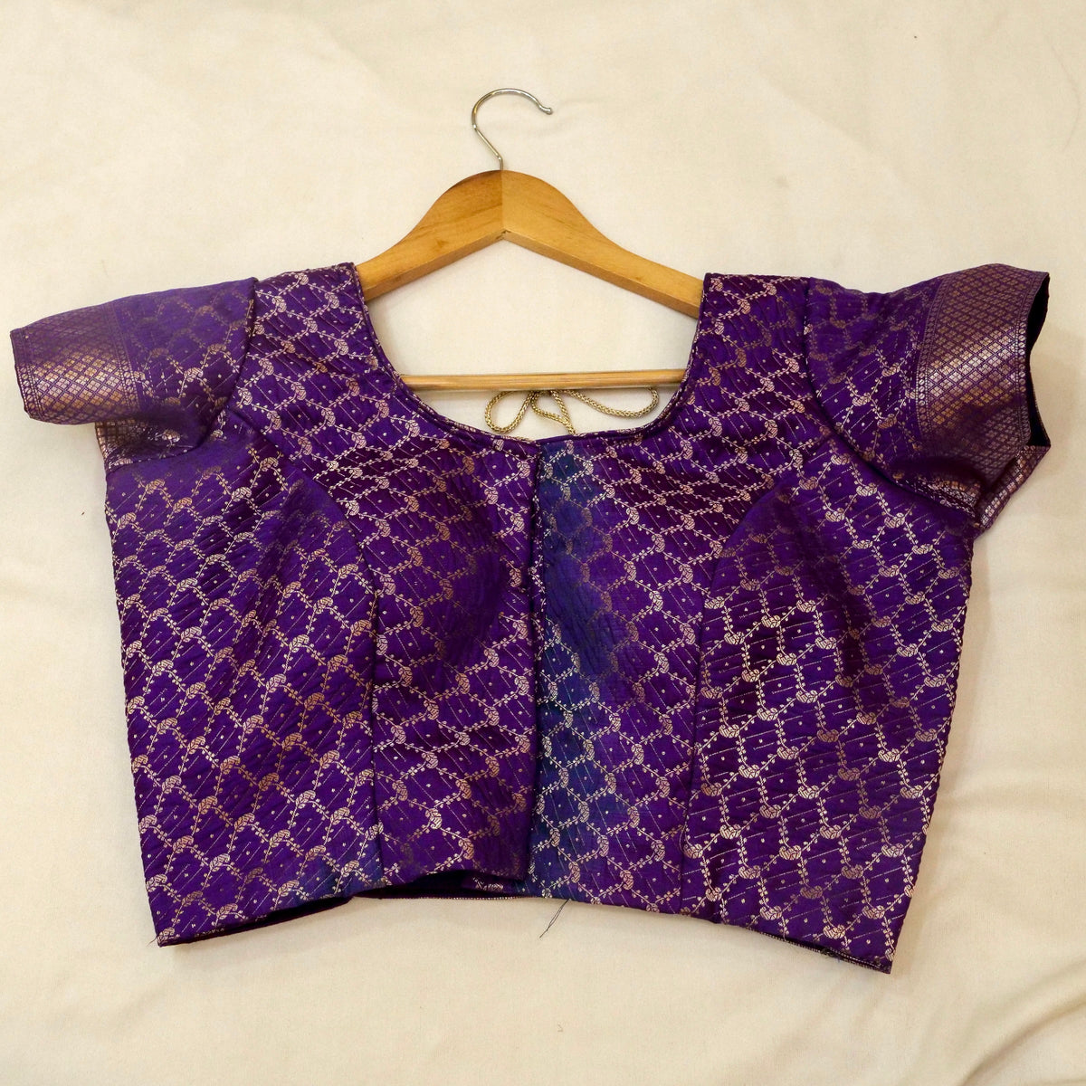 Vihar - Deep Purple Ghat Border Banarasi Silk Saree with Stitched Blouse