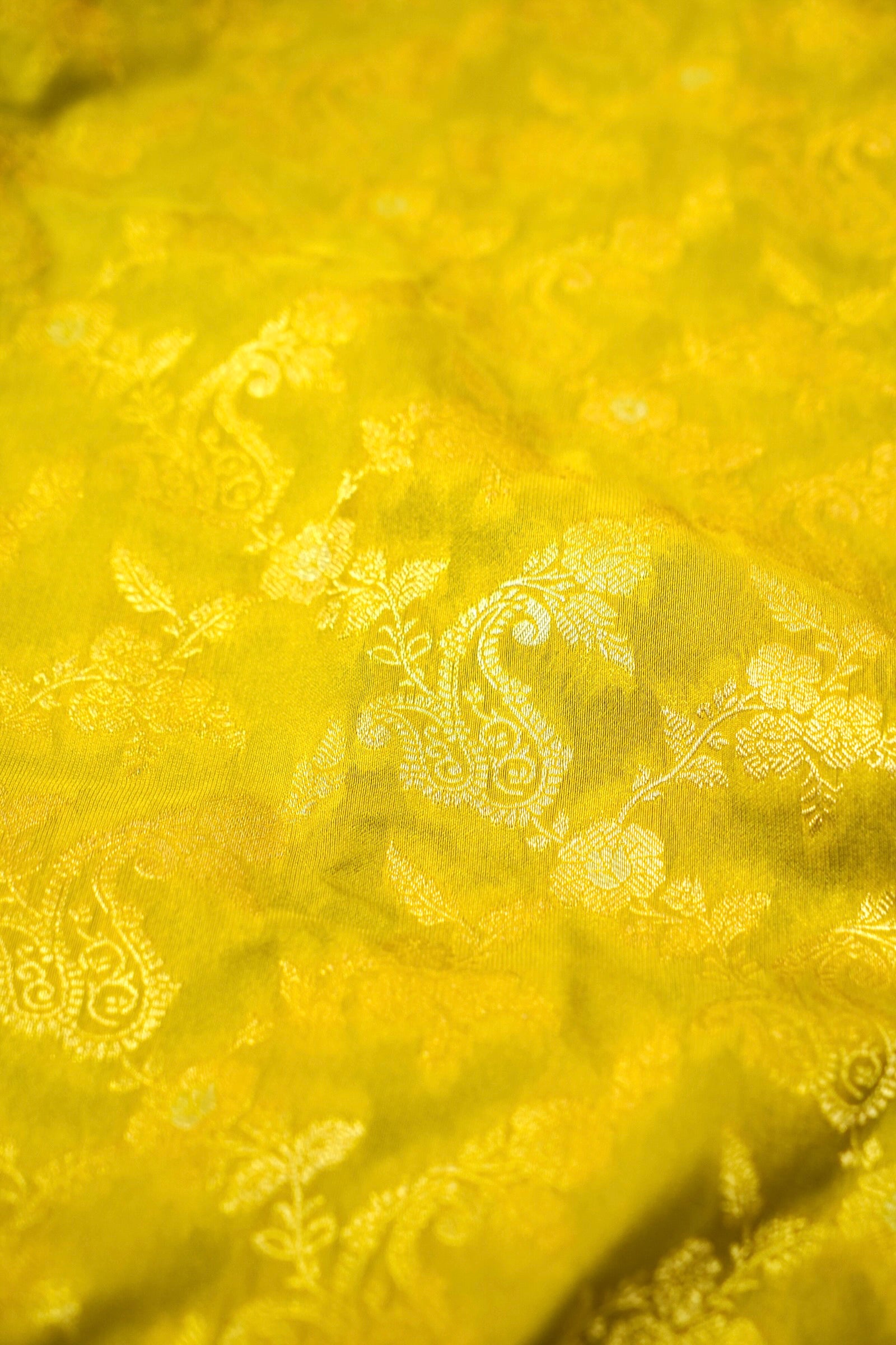 Mustard Yellow Semi Georgette Silk Saree with Purple Border