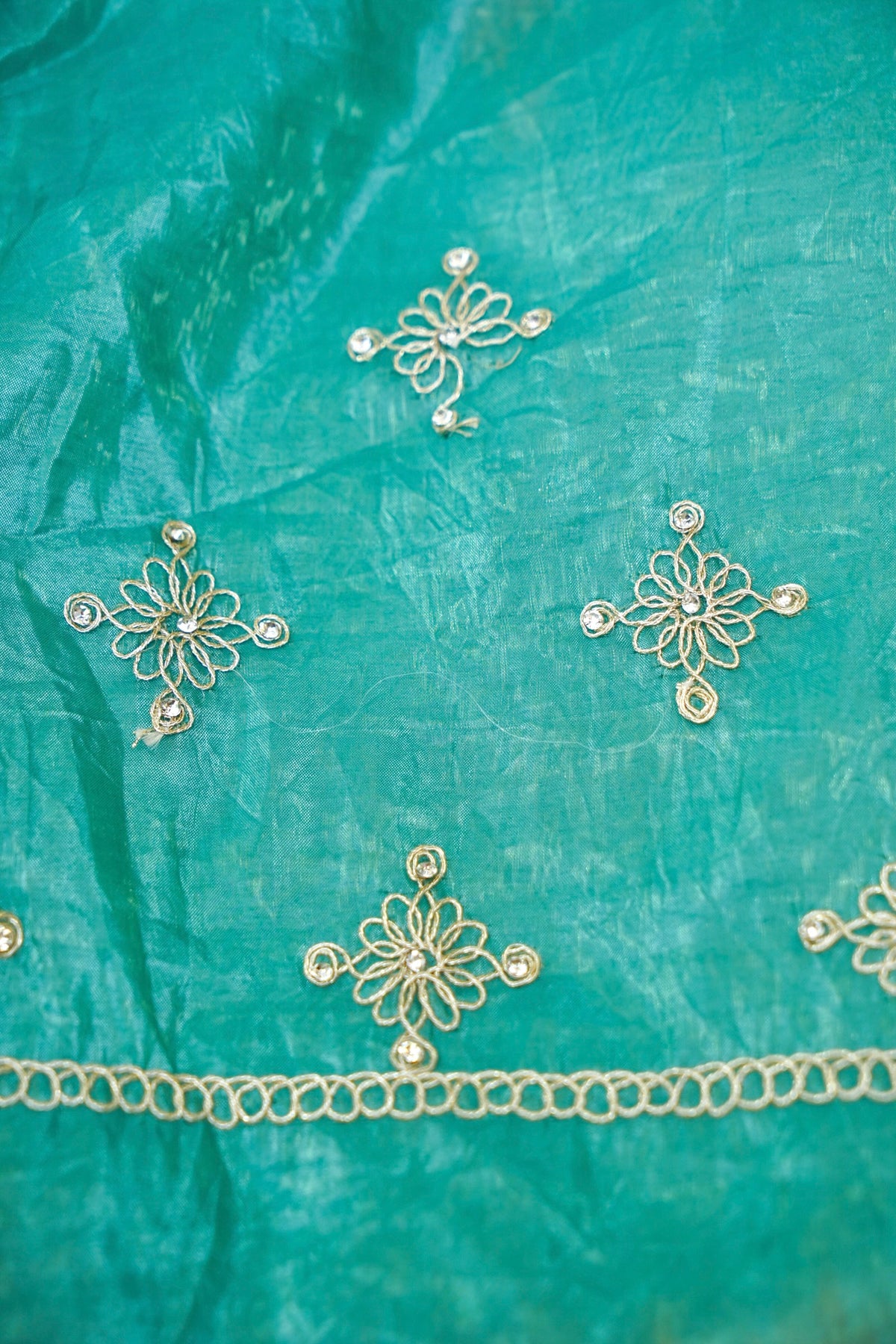 Mosaic Jewel Designer Tissue Saree – Turquoise Blue