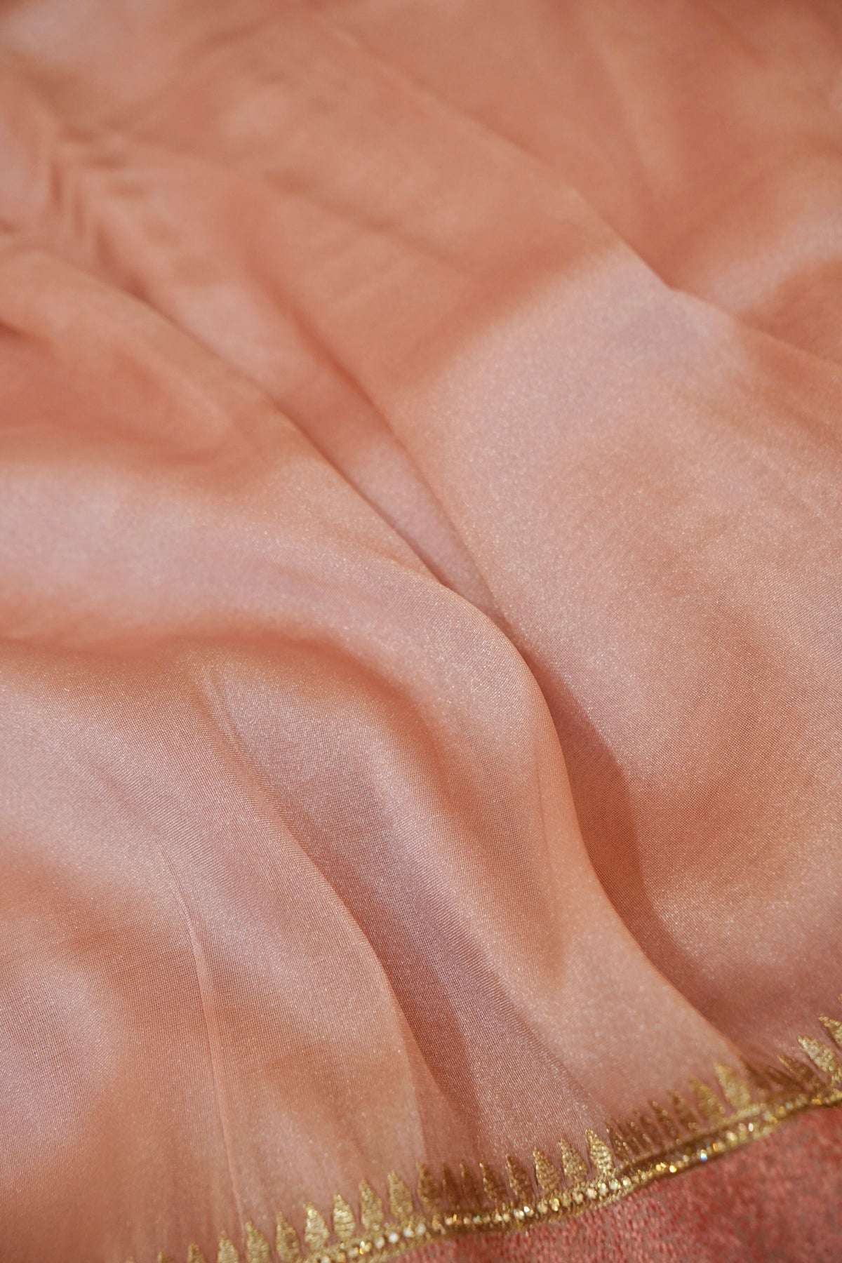 Rhinestone Border Designer Tissue Saree in Blush Pink