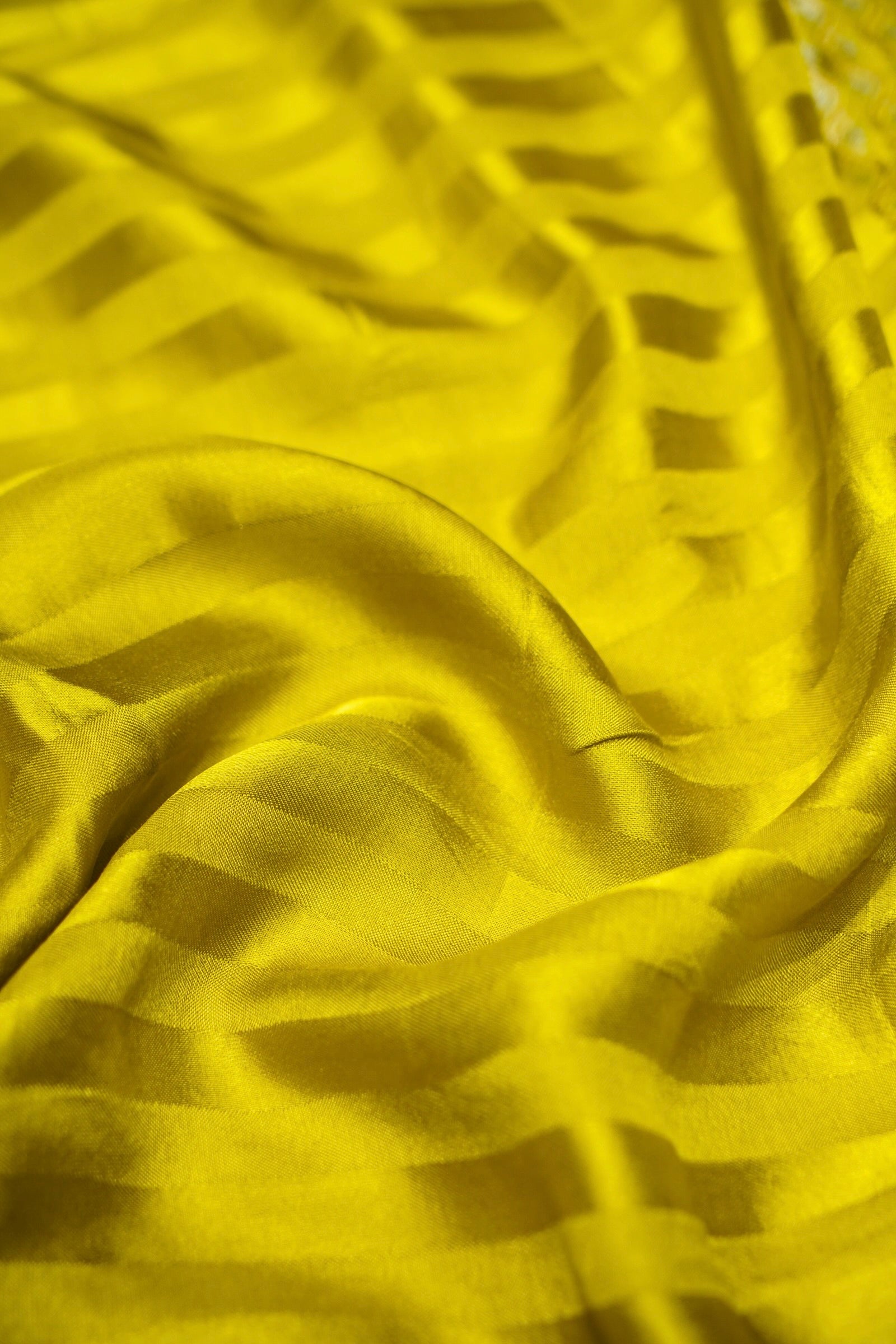 Lemon Yellow Mashru Silk Saree with Gold Weave