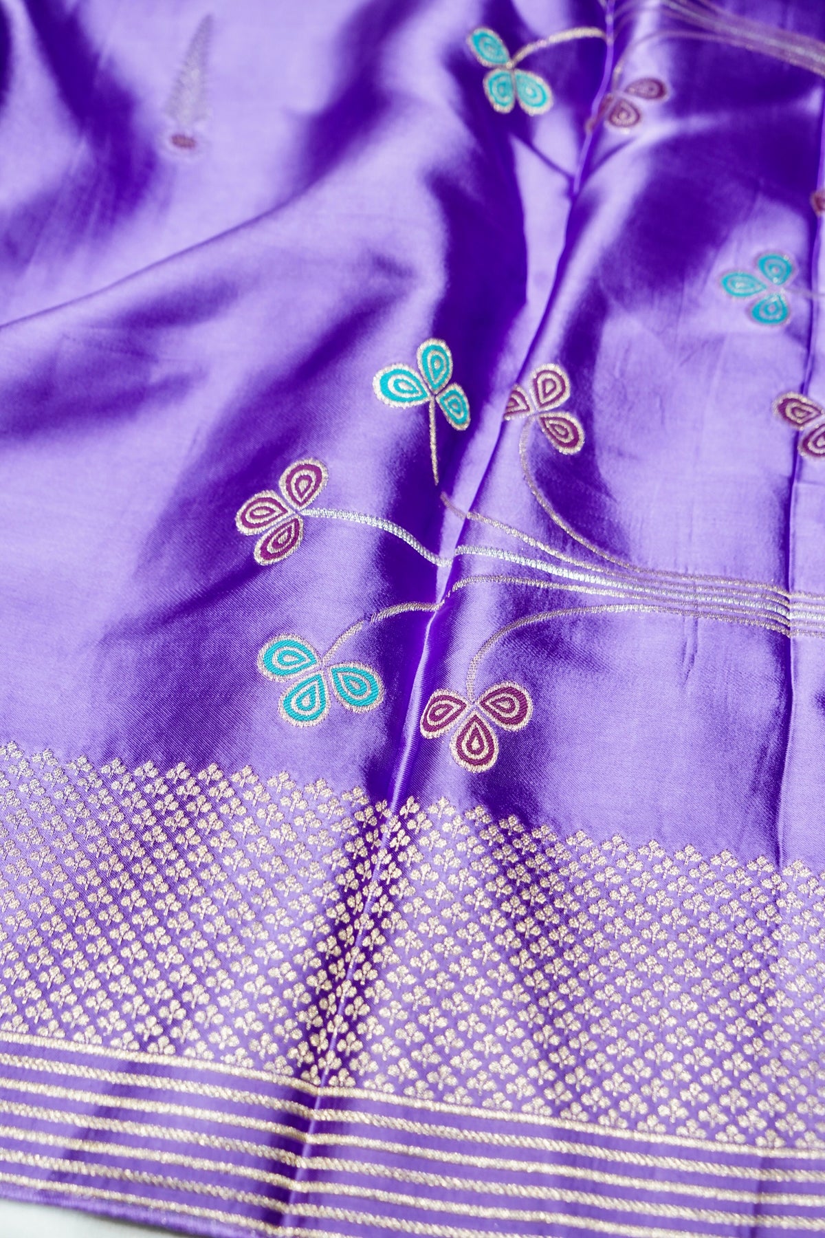 Pastel Purple Mashru Silk Saree with Silver Weave Border