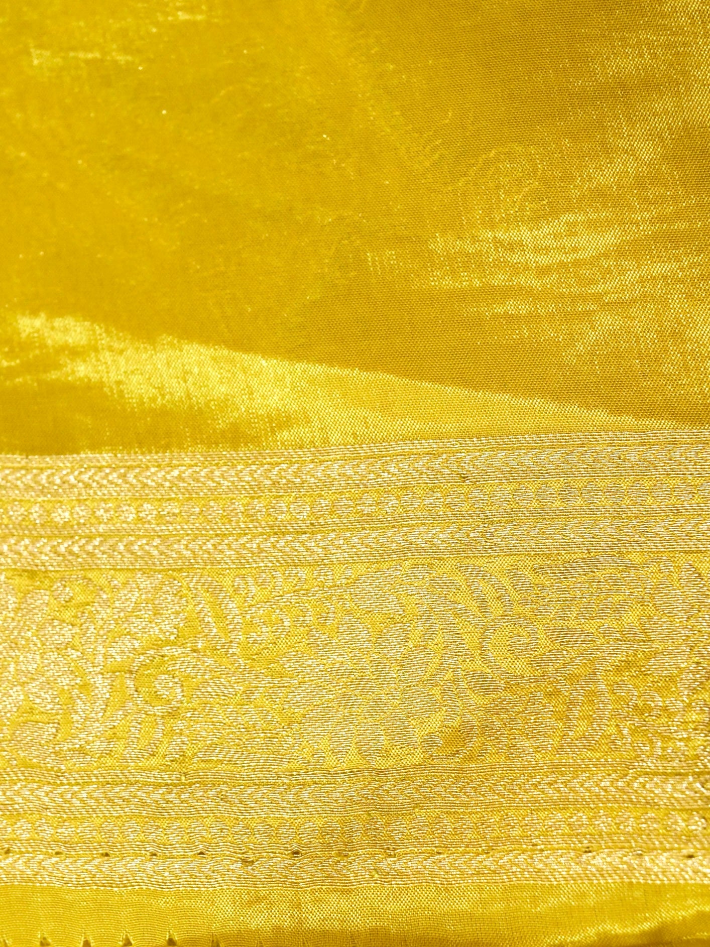 Butter Yellow Ombré Shade Mashru Silk Saree with Champagne Border