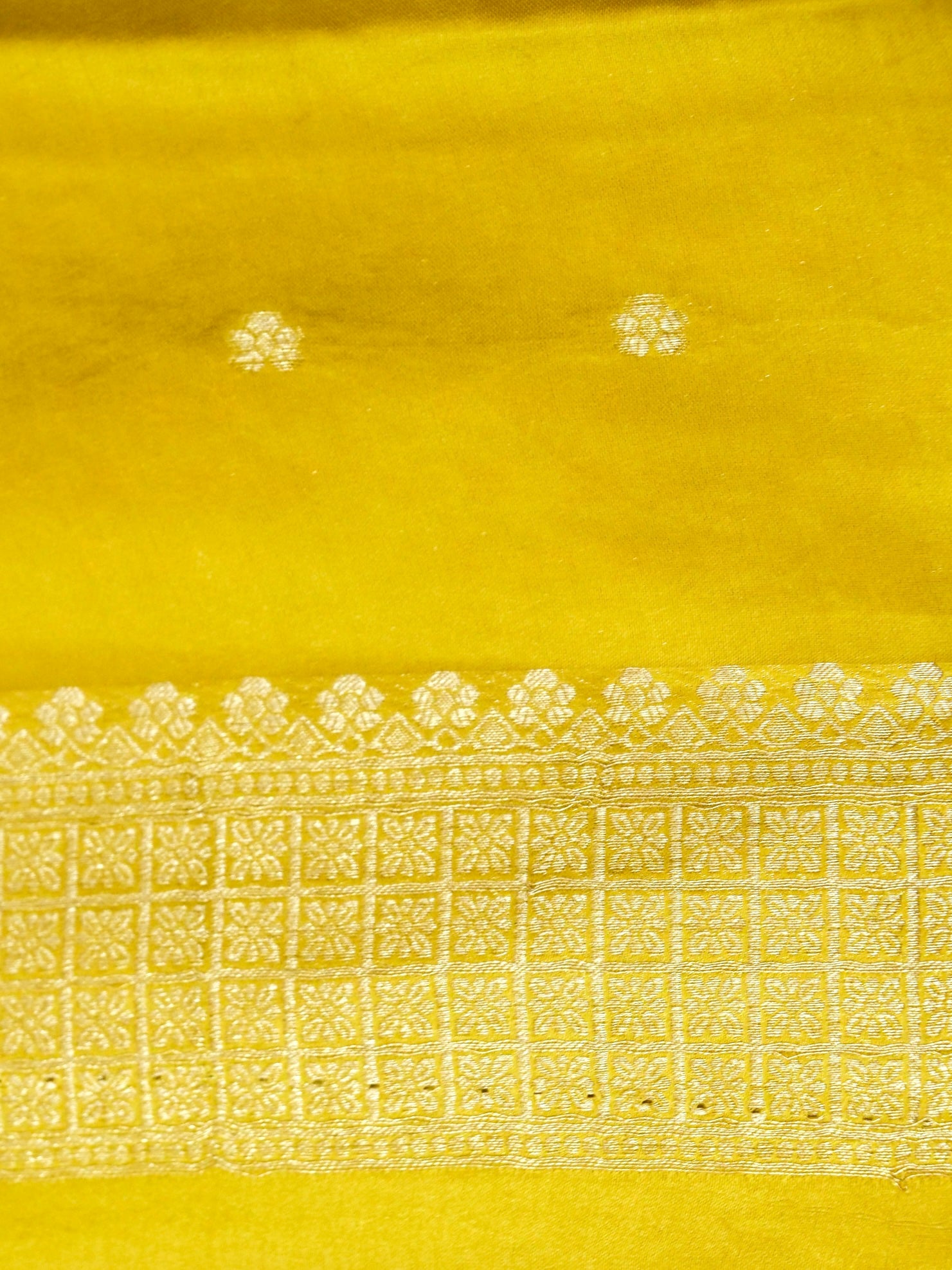 Mustard Gold Mashru Silk Saree with Champagne Border
