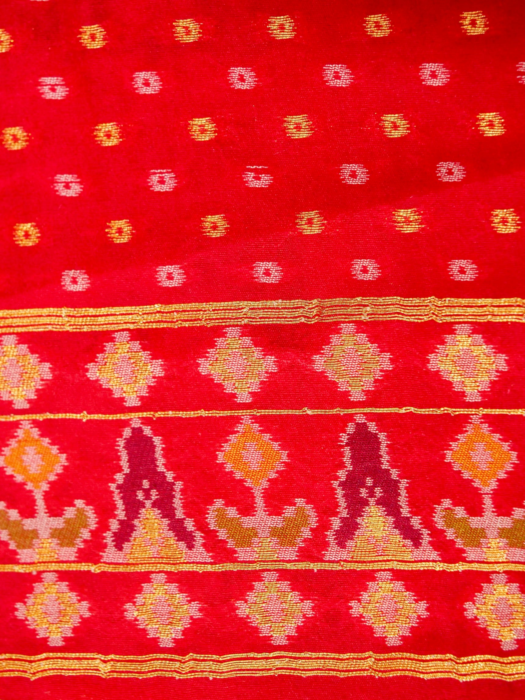 Olive Green Patola Silk Saree with Contrast Rani Pink Border
