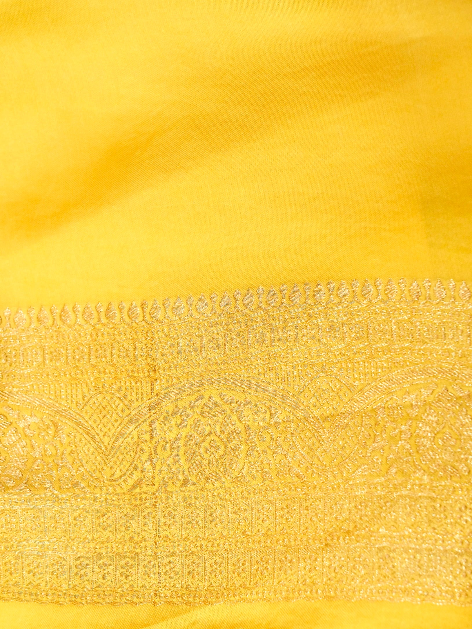 Ombré Yellow-Orange Mashru Silk Saree with Champagne Zari Detailing