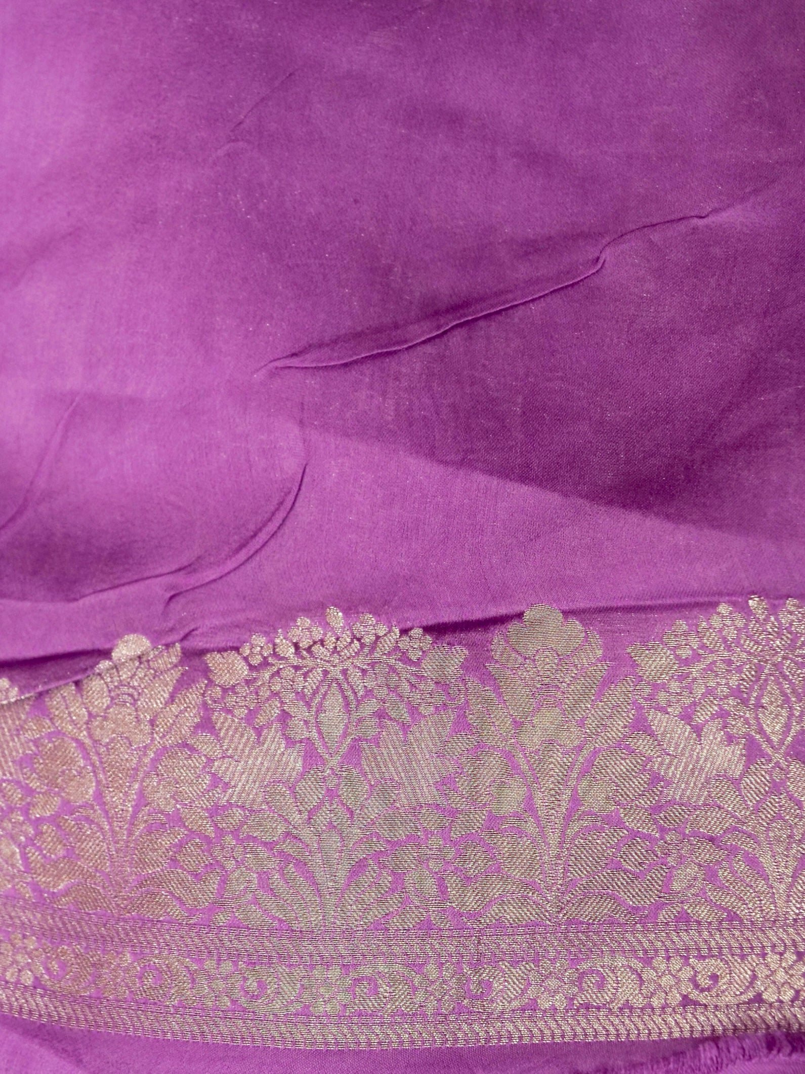 Purple Ombré Shade Mashru Silk Saree with Champagne Border