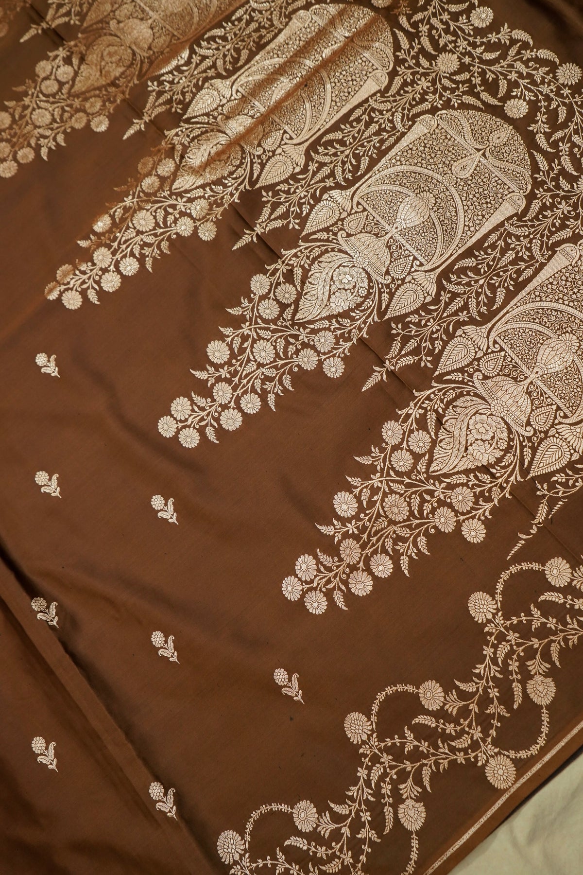 Shruti - Caramel Brown Pure Katan Silk Saree