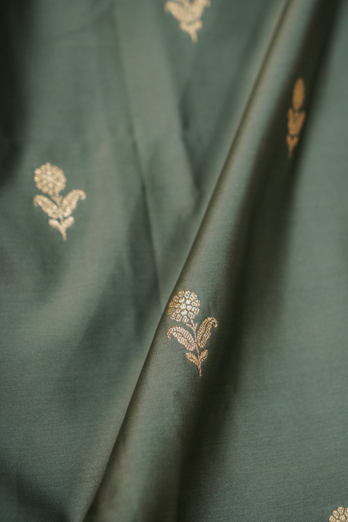 Shruti - Sage Green Pure Katan Silk Saree
