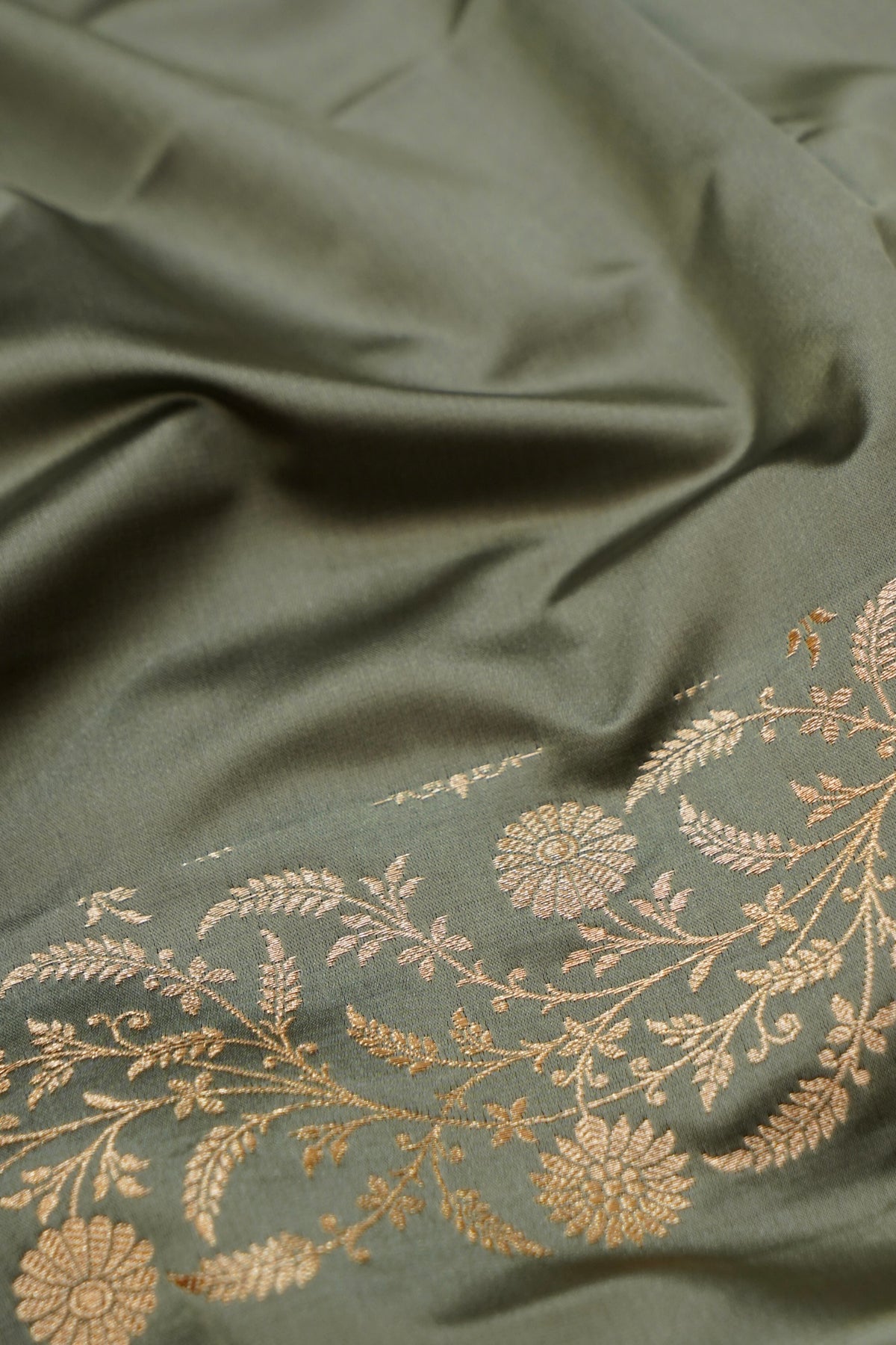 Shruti - Sage Green Pure Katan Silk Saree