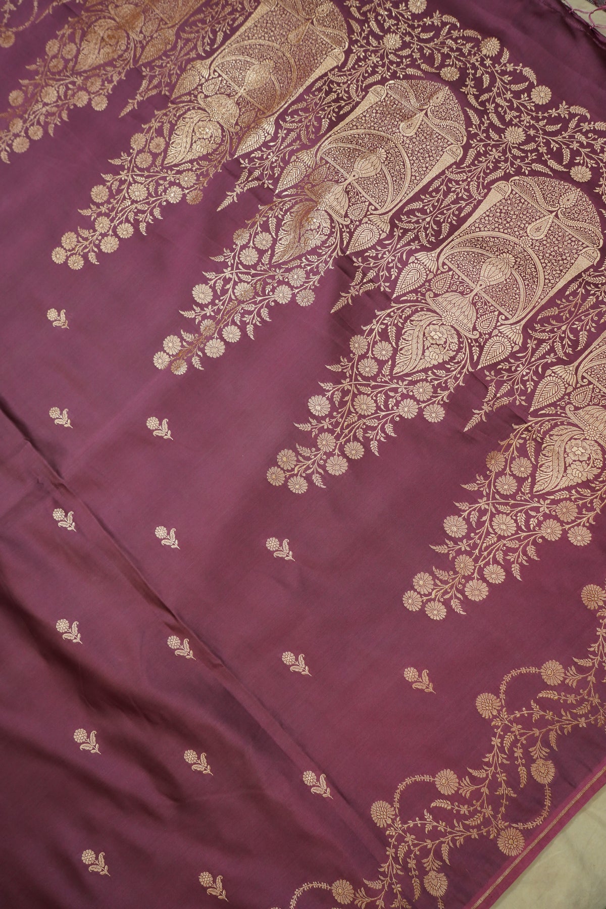 Shruti - Dusty Mauve Pure Katan Silk Saree