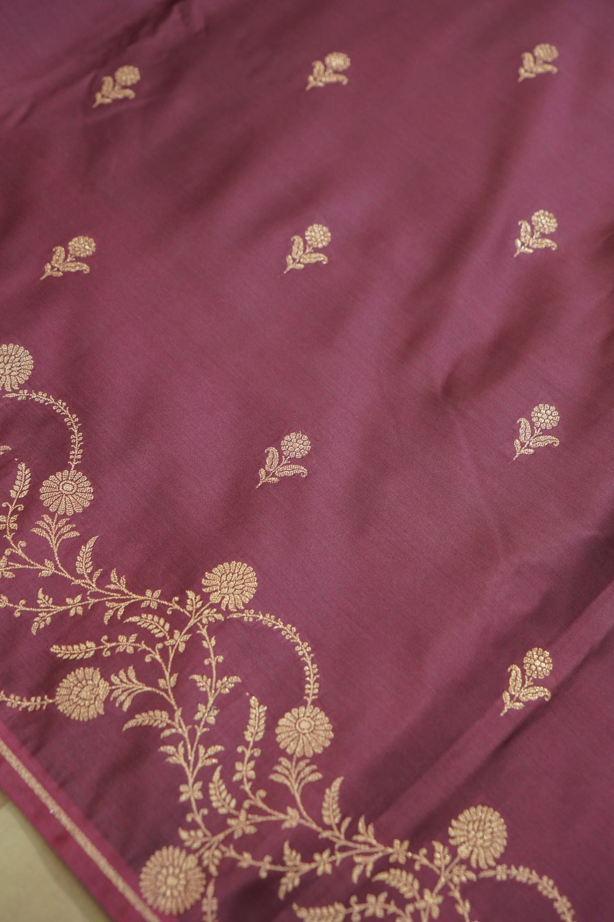 Shruti - Dusty Mauve Pure Katan Silk Saree