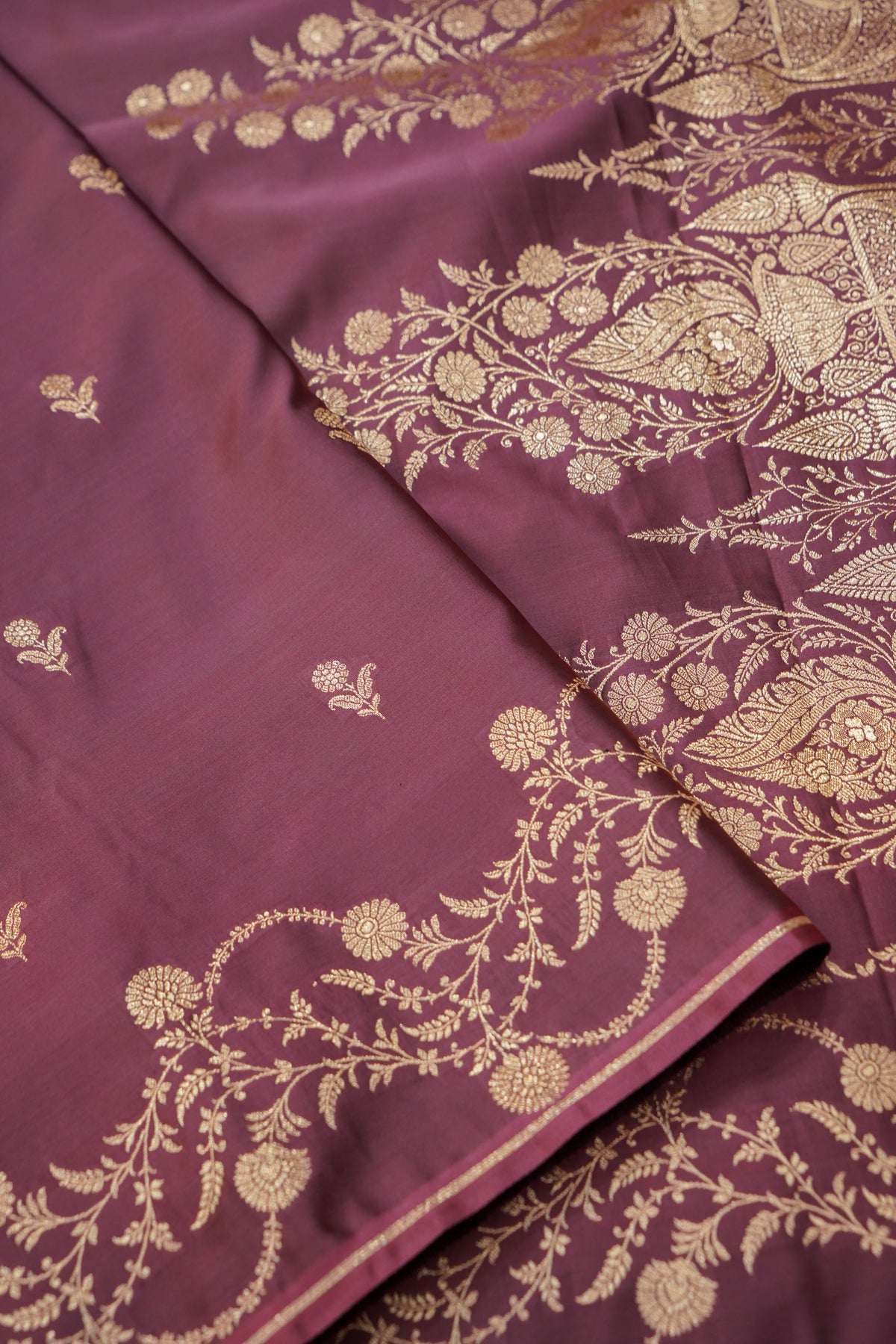 Shruti - Dusty Mauve Pure Katan Silk Saree