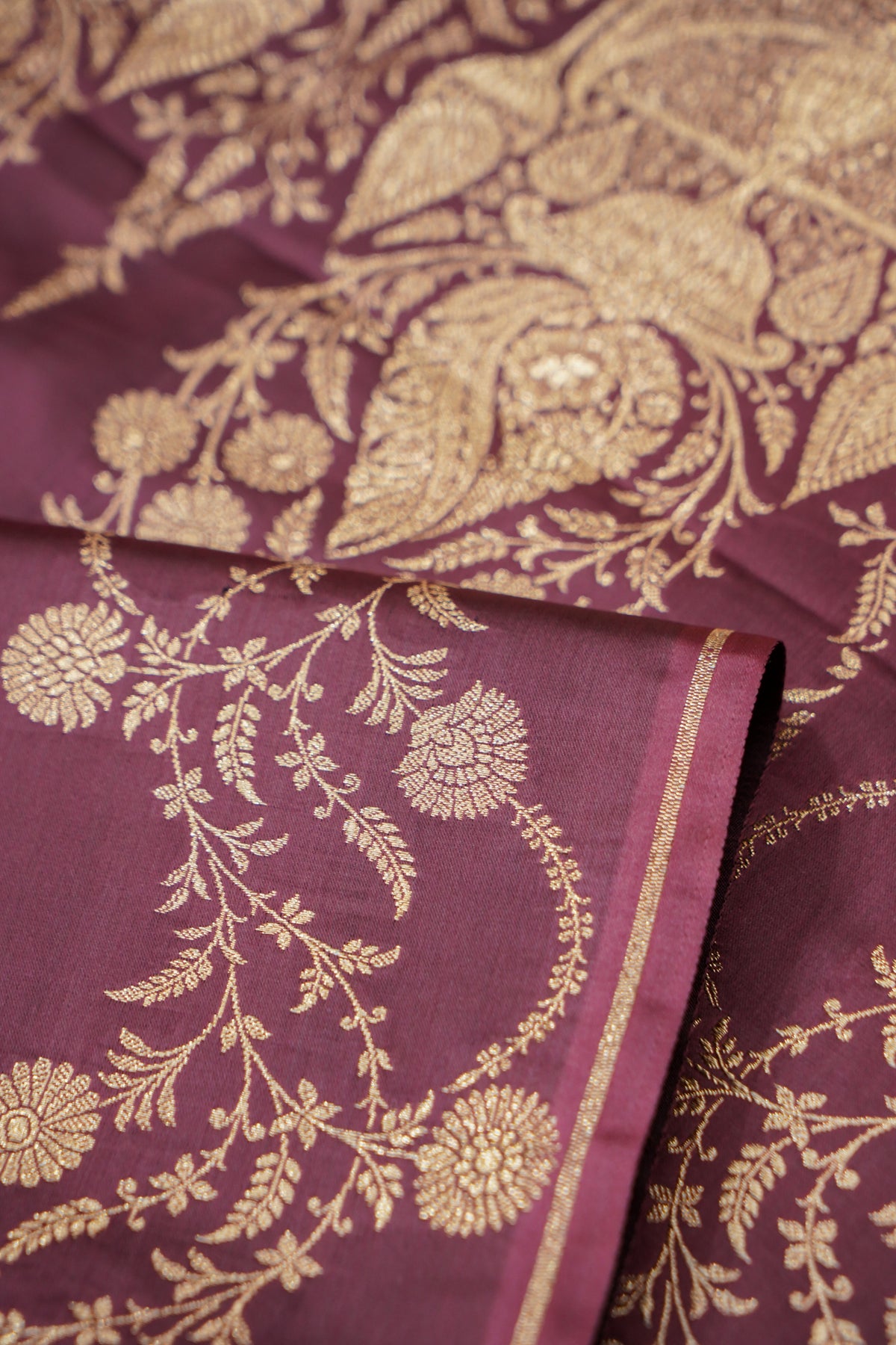 Shruti - Dusty Mauve Pure Katan Silk Saree