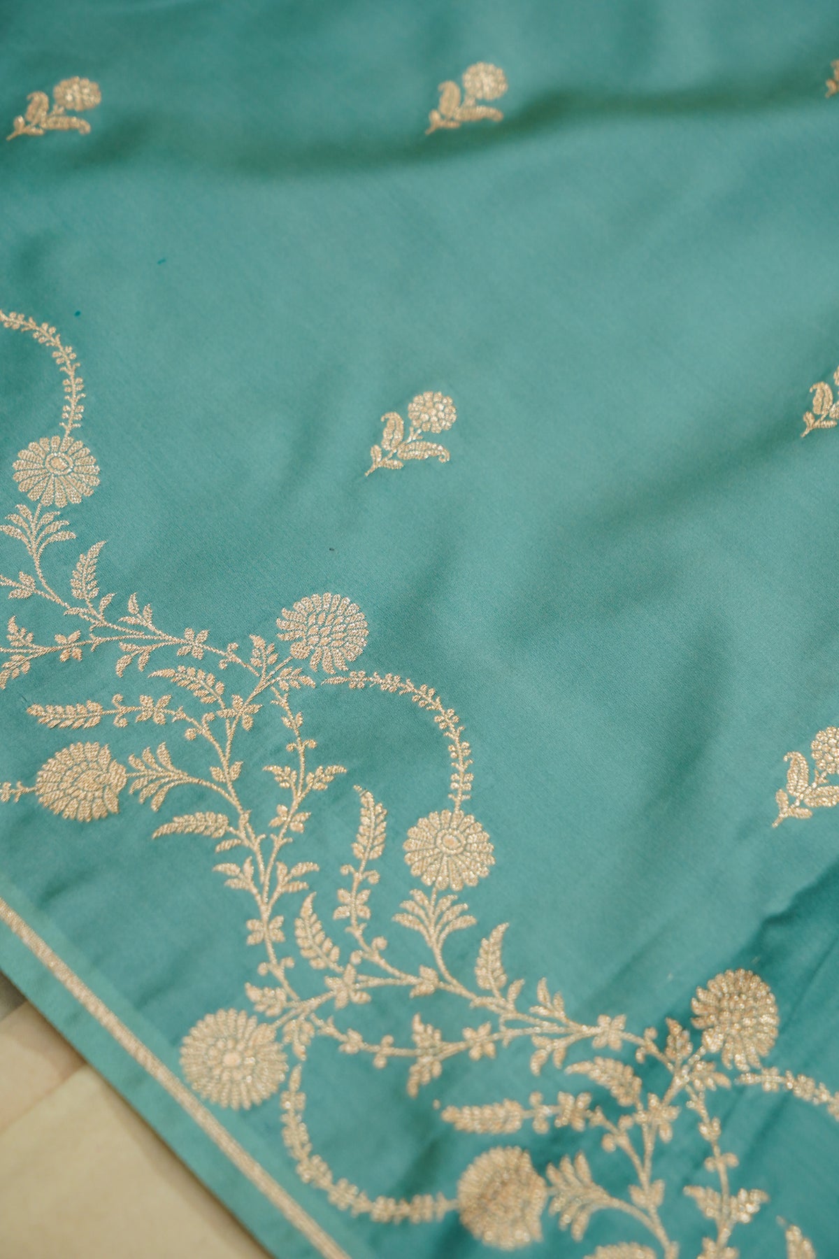 Shruti - Teal Blue Pure Katan Silk Saree