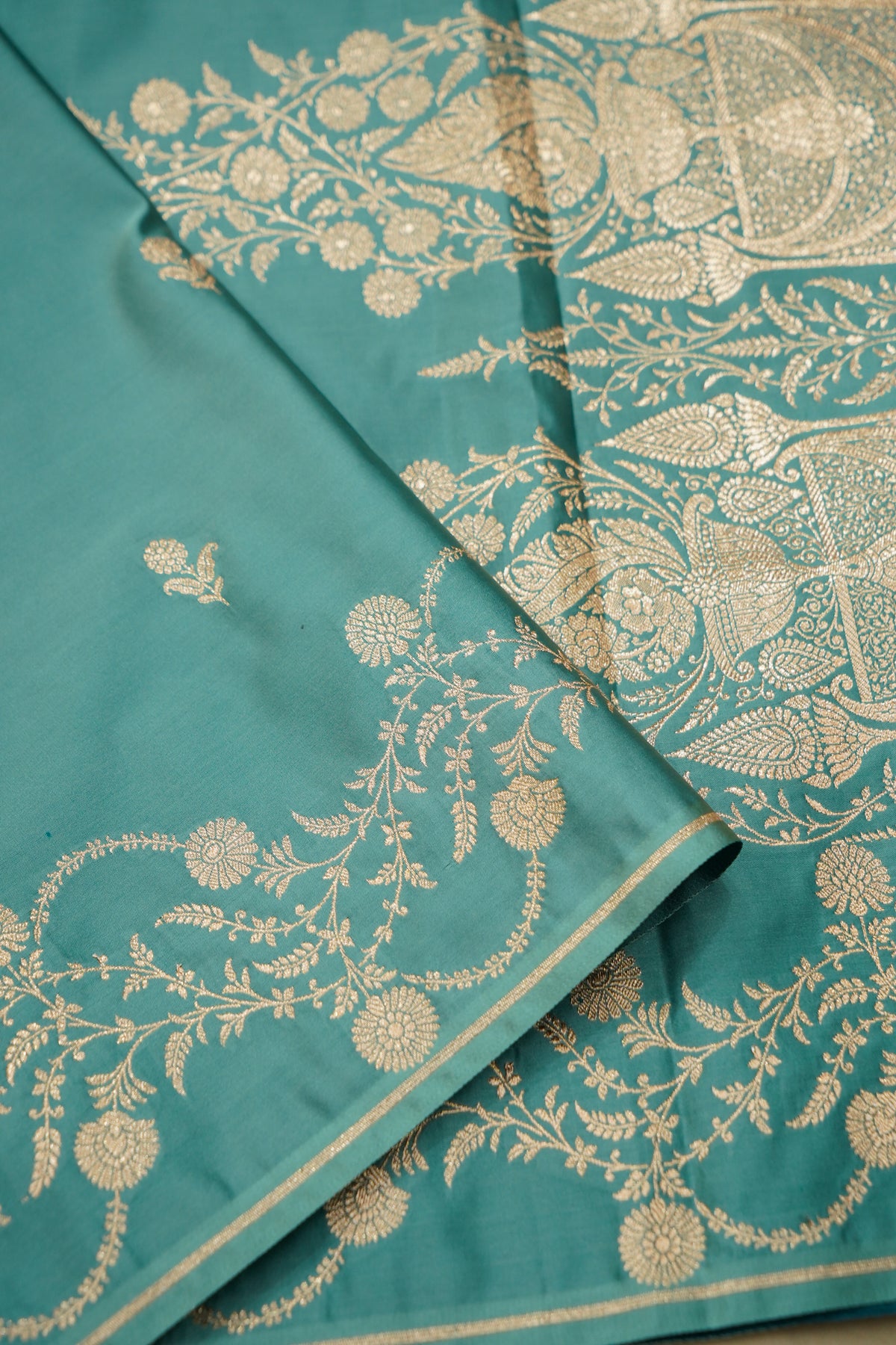Shruti - Teal Blue Pure Katan Silk Saree