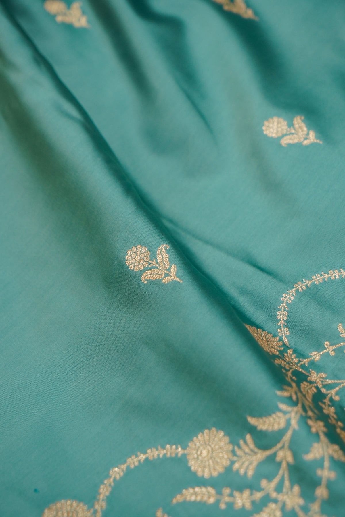 Shruti - Teal Blue Pure Katan Silk Saree